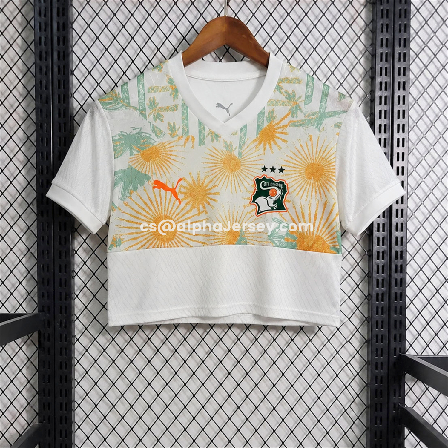 AJ-AlphaJersey-Women's Ivory Coast 2026 Away Cropped Jersey - Player Version