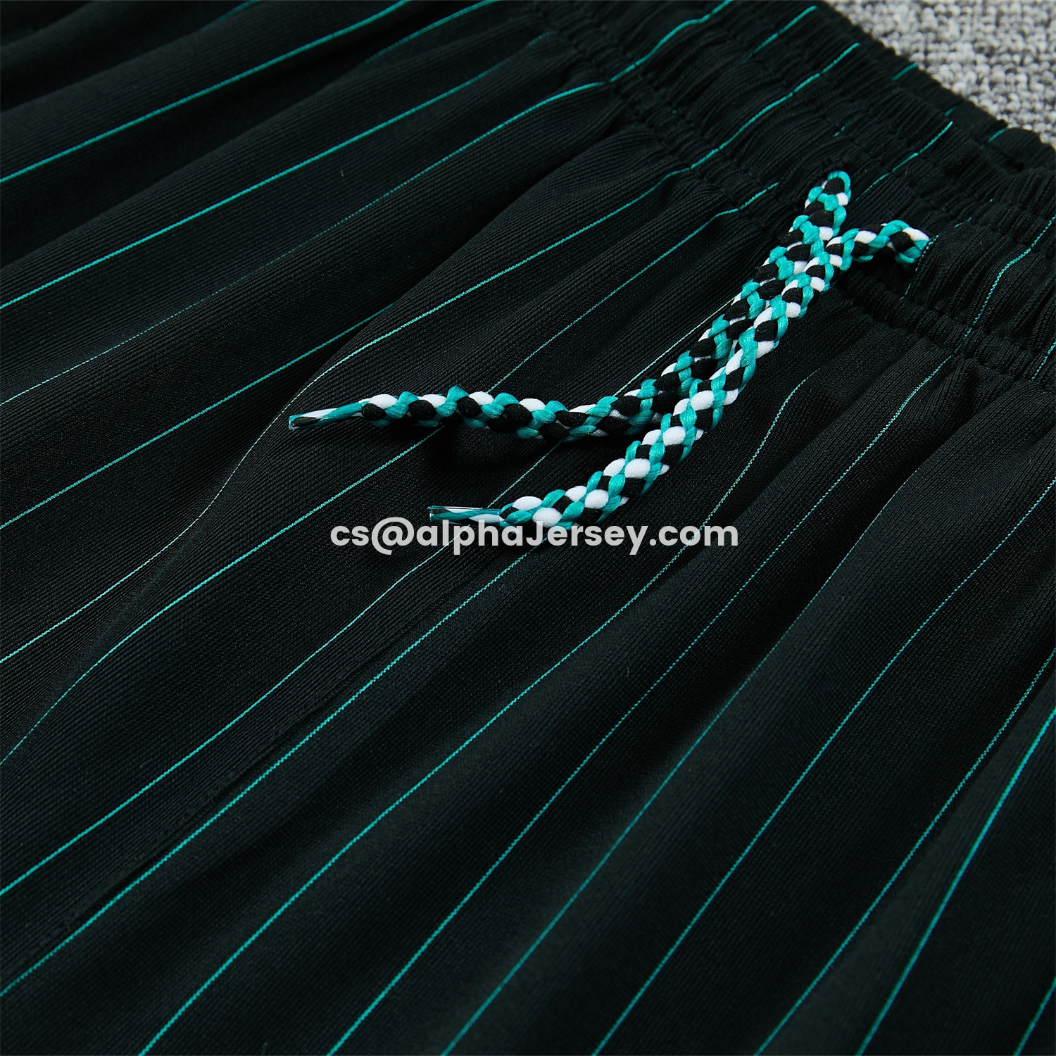 AJ-AlphaJersey-Liver.pool 25-26 Retro Style Short-Sleeve Training Set - Black With Teal Stripes And Accents Top & Pants
