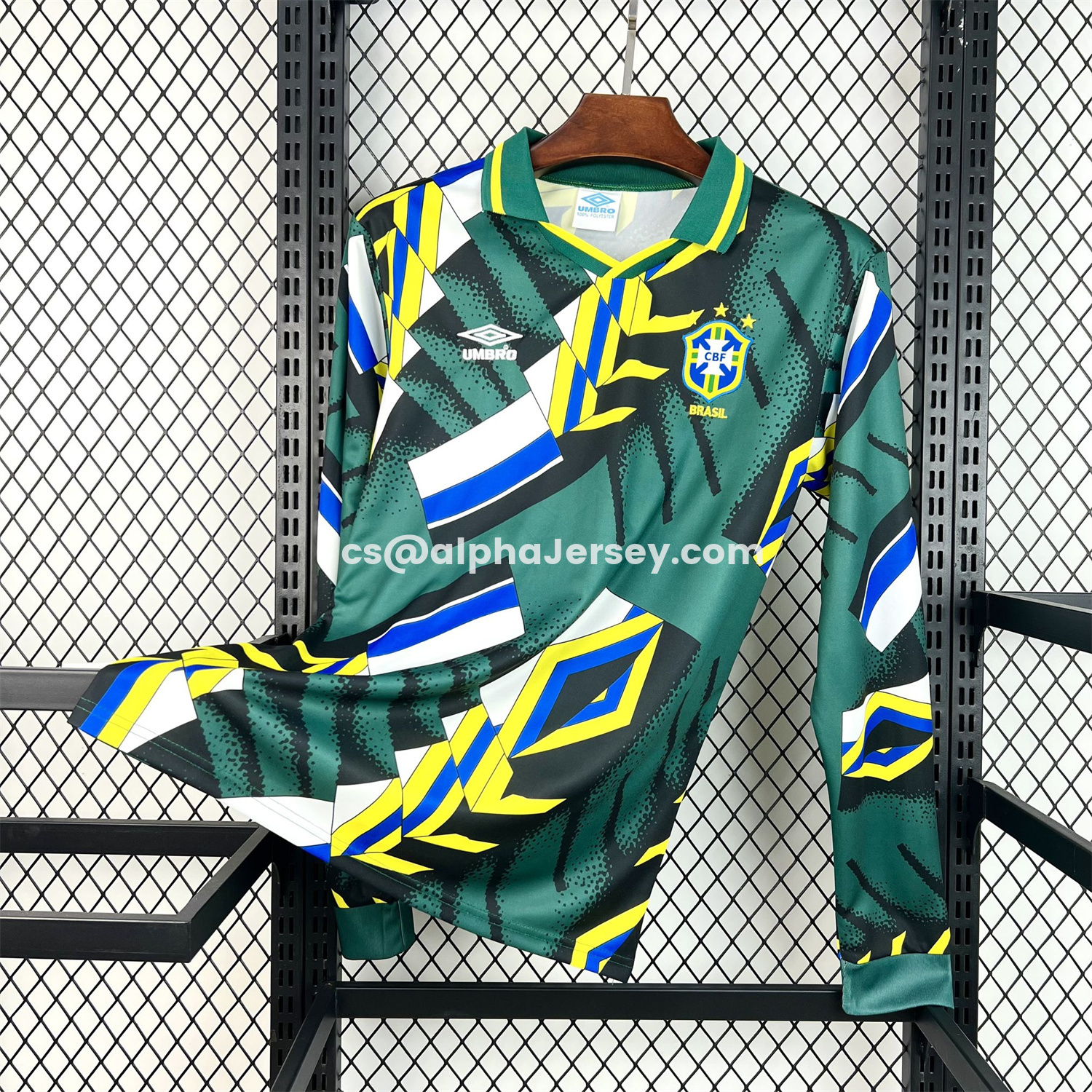 AJ-AlphaJersey-Retro Brazil 1994 Long Sleeves Goalkeeper Jersey