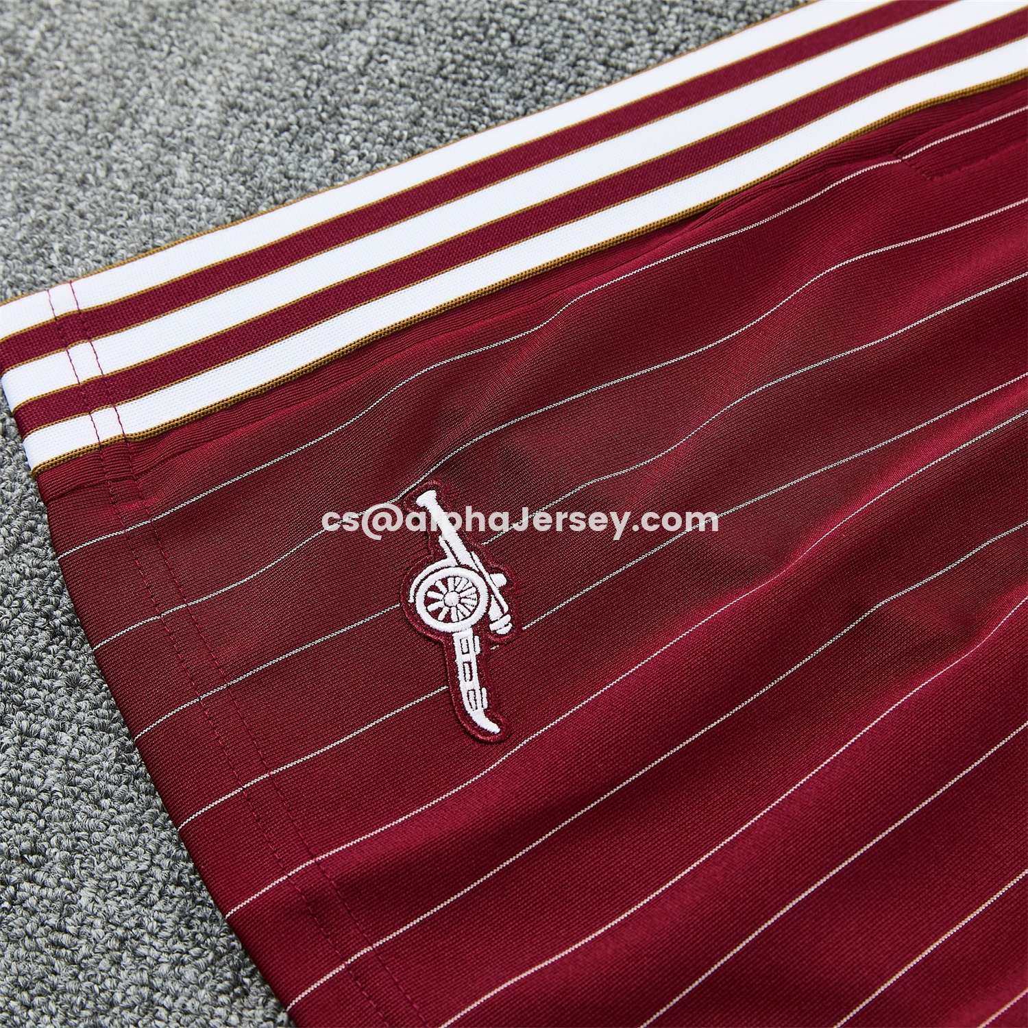 AJ-AlphaJersey-Arsenal 25-26 Retro Style Short-Sleeve Training Set - Dark Red With White Stripes Top & Pants