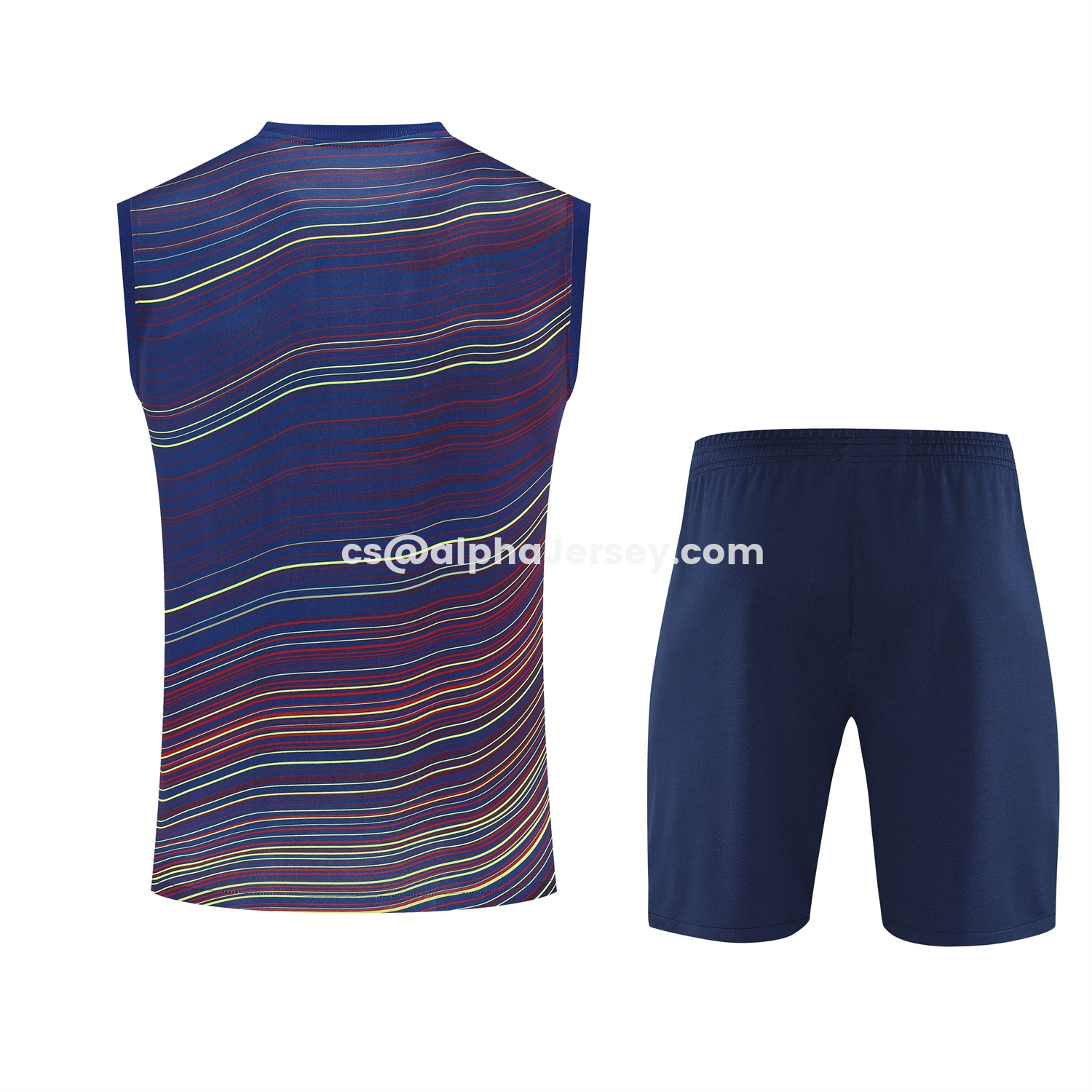 AJ-AlphaJersey-Barcelona 25-26 Short-Sleeve Training Set - Colors Top & Dark Blue With Pink Accents Pants