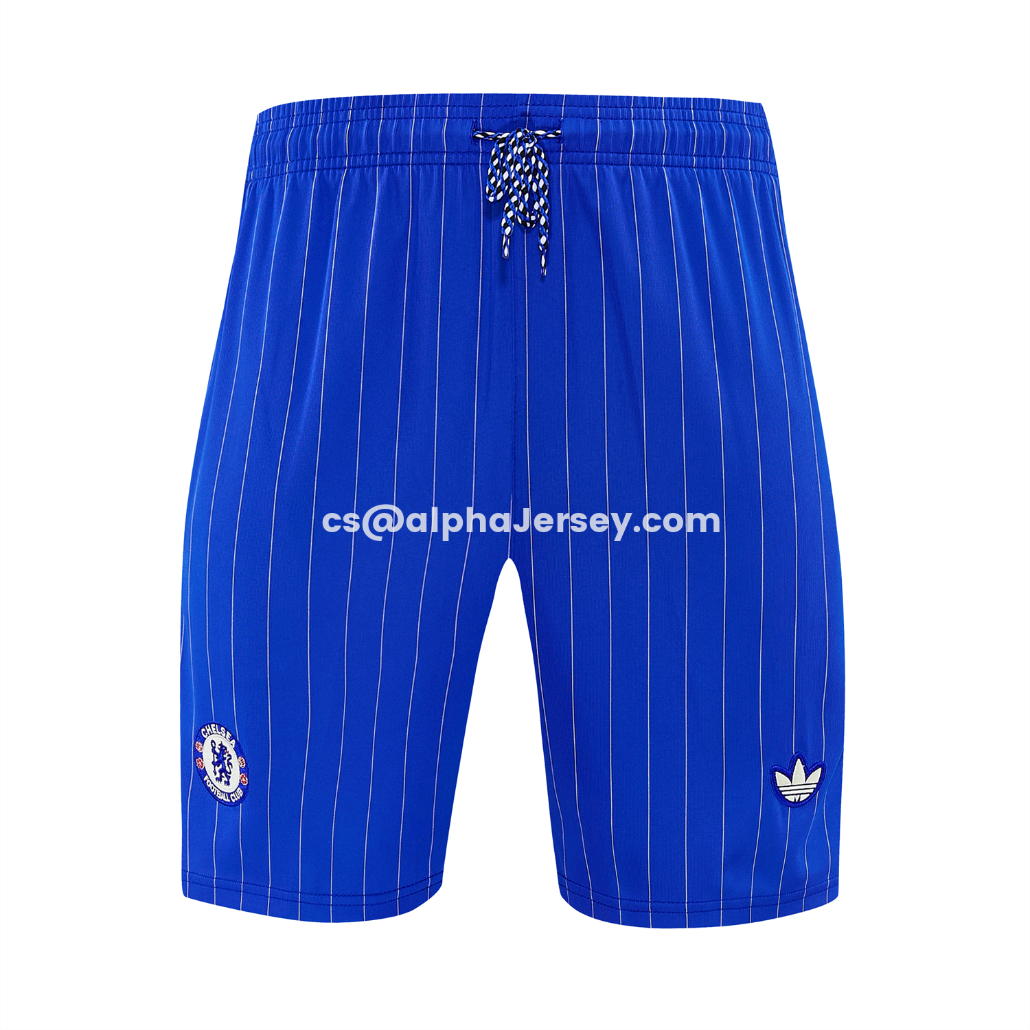 AJ-AlphaJersey-C.H.E.L.S.E.A 25-26 Retro Style Vest Training Set - White Top & Blue Stripes Pants