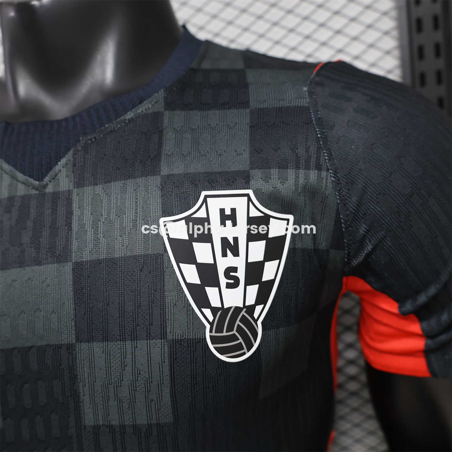 AJ-AlphaJersey-Croatia 2026 Dark Gray Checkered Pattern Checkerboard Special Edition Jersey - Player Version