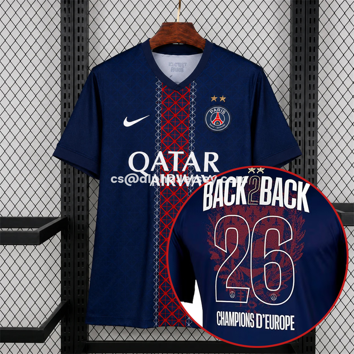 AJ-AlphaJersey-【Champion 26 Font】Paris Saint-Germain PSG 25-26 Home Jersey - Fans Version