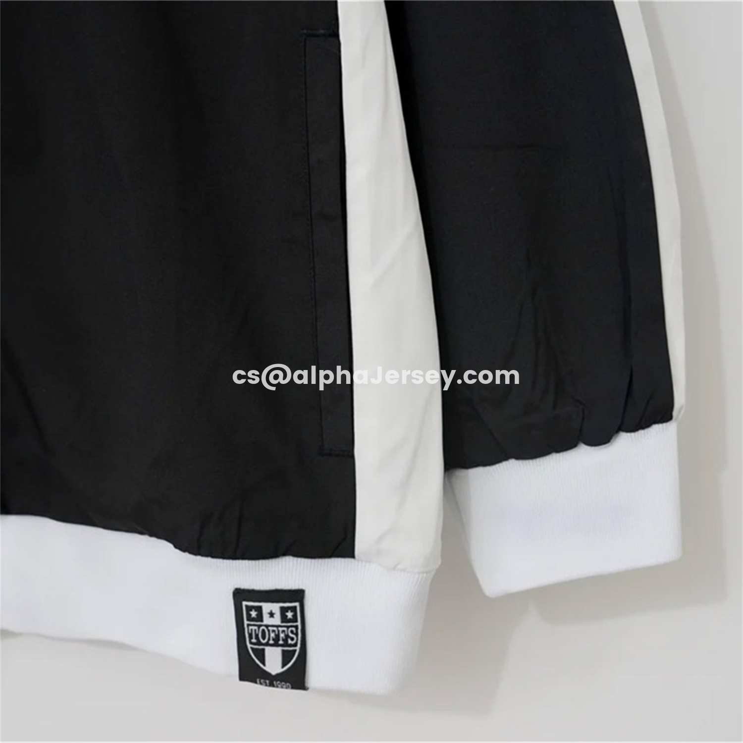 AJ-AlphaJersey-Santos 26-27 Black With White Edges Windbreaker Jacket