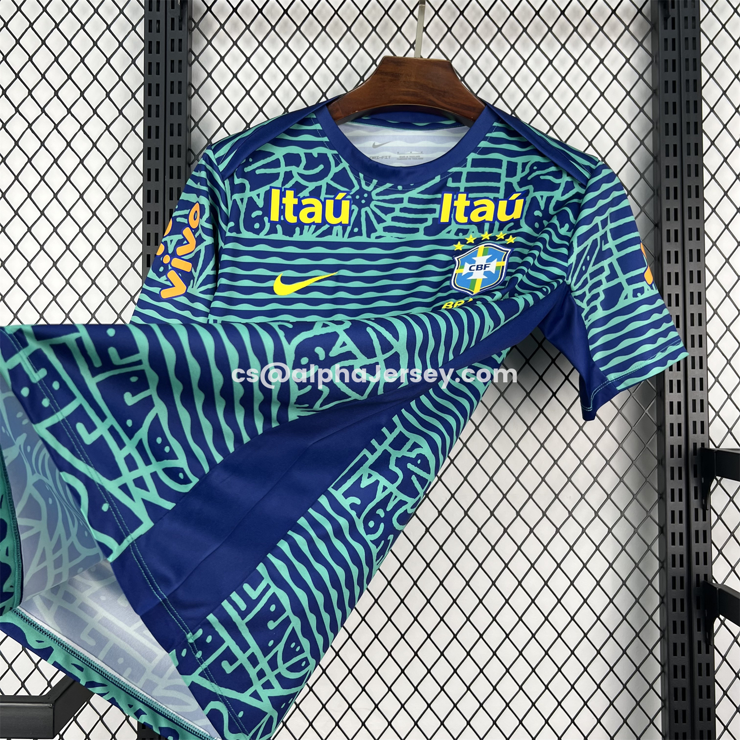AJ-AlphaJersey-Retro Brazil 2024 Blue Pre-Match Training Jersey - Fans Version