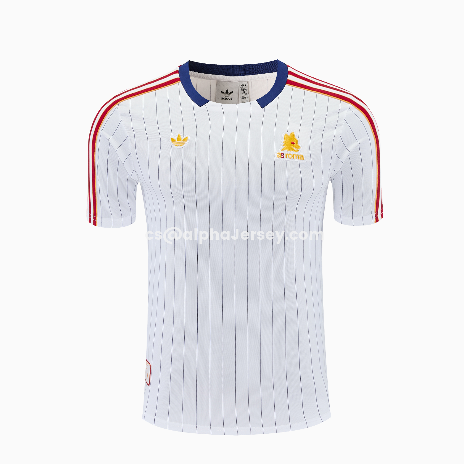 AJ-AlphaJersey-Roma 25-26 Retro Style Short-Sleeve Training Set - White Top & White Pants