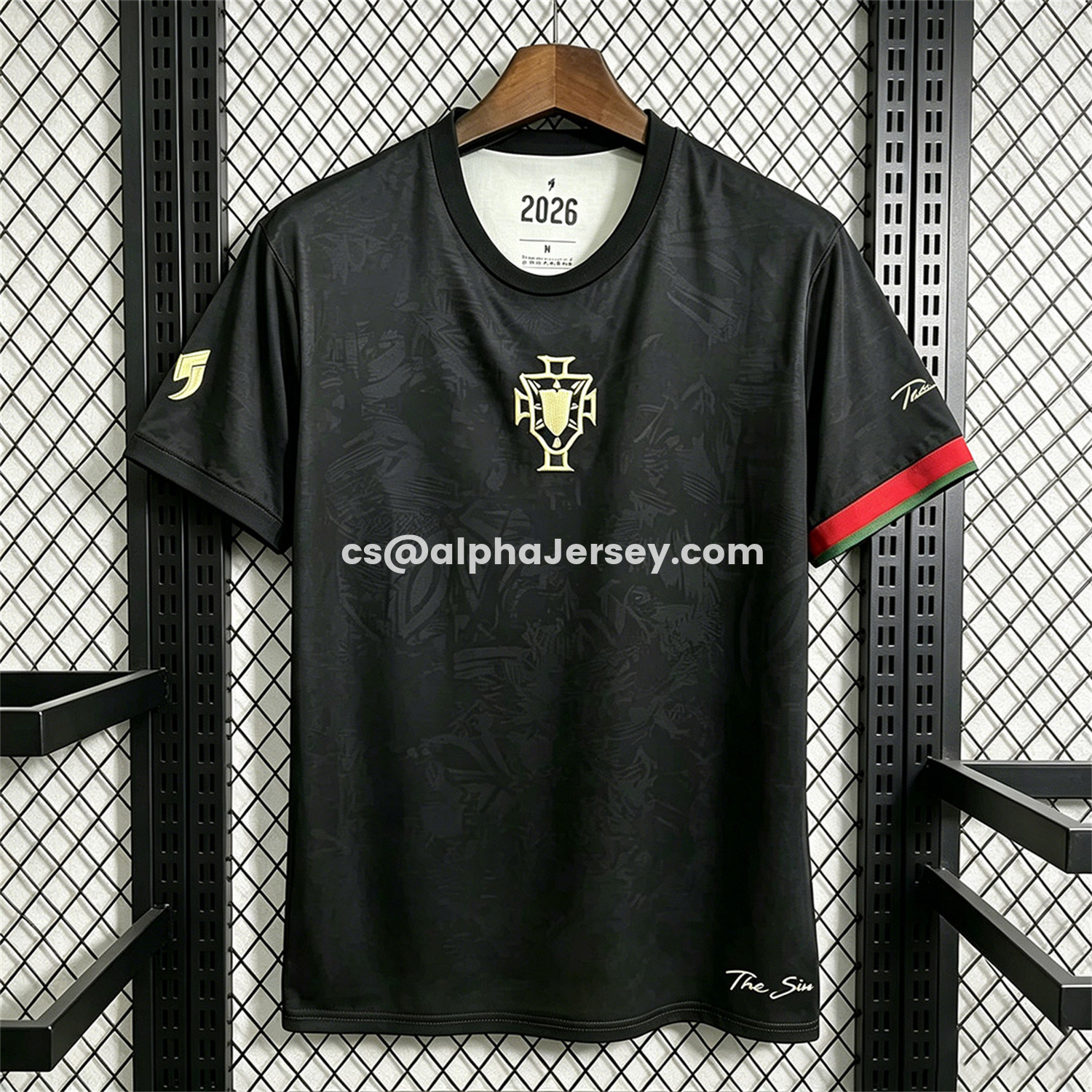 AJ-AlphaJersey-Portugal 2026 Black With Subtle Pattern Special Jersey - Fans Version