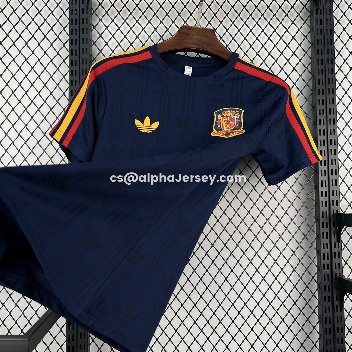 AJ-AlphaJersey-Spain 2026 Dark Blue With Red Accents Special Jersey - Fans Version