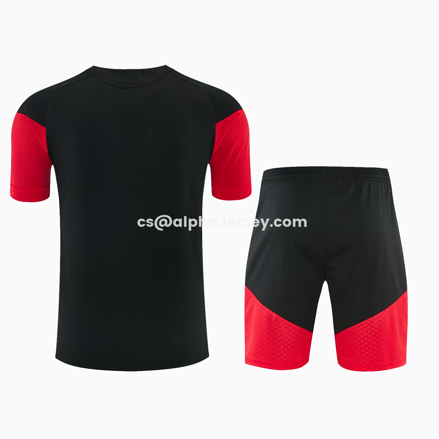 AJ-AlphaJersey-Germany 2026 Short-Sleeve Training Set - Black With Red Top & Black With Red PantsGermany 2026 Short-Sleeve Training Set - Black With Red Top & Black With Red Pants