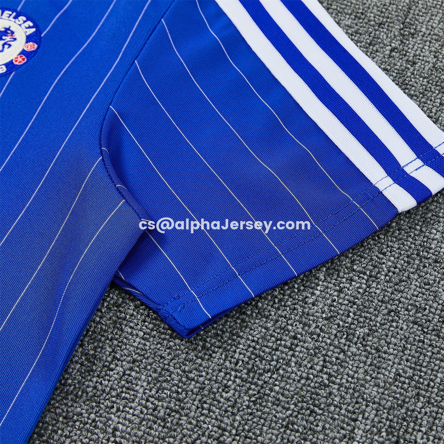 AJ-AlphaJersey-C.H.E.L.S.E.A 25-26 Retro Style Short-Sleeve Training Set - Blue Top & White Pants
