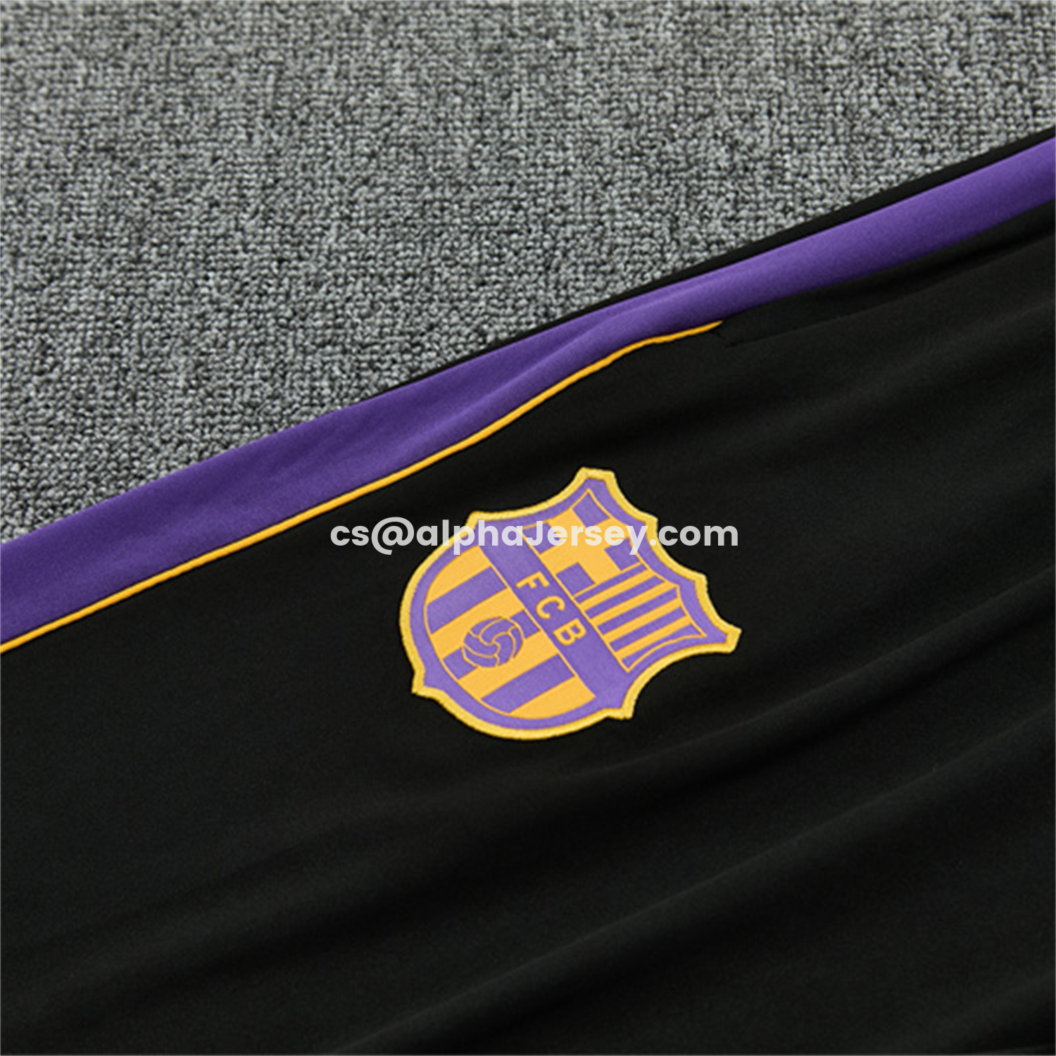 AJ-AlphaJersey-Barcelona 26-27 Kids Long Sleeves Training Set - Light Grey Top & Black Pants