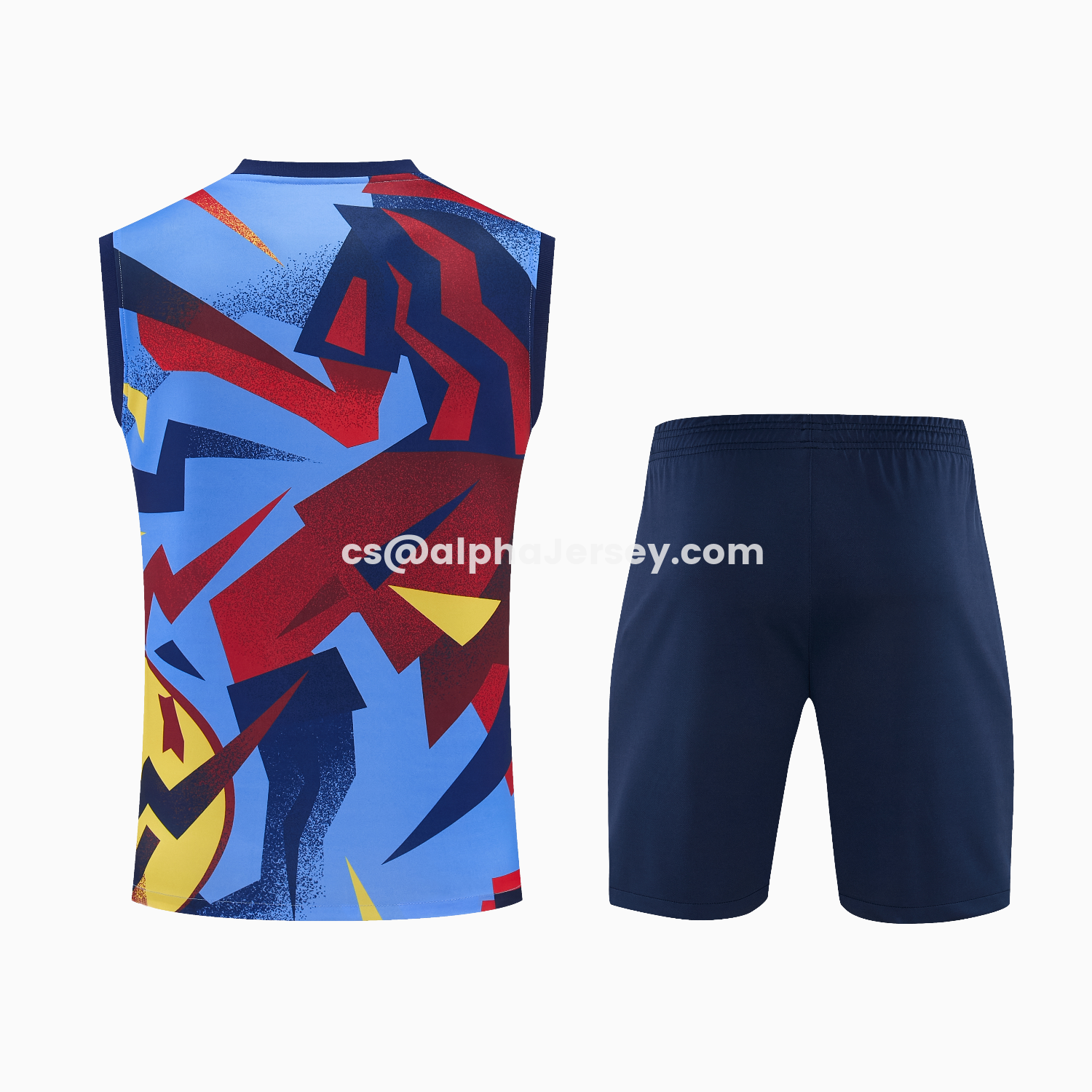 AJ-AlphaJersey-Barcelona 25-26 Vest Training Set - Colors Top & Dark Blue With Pink Accents Pants