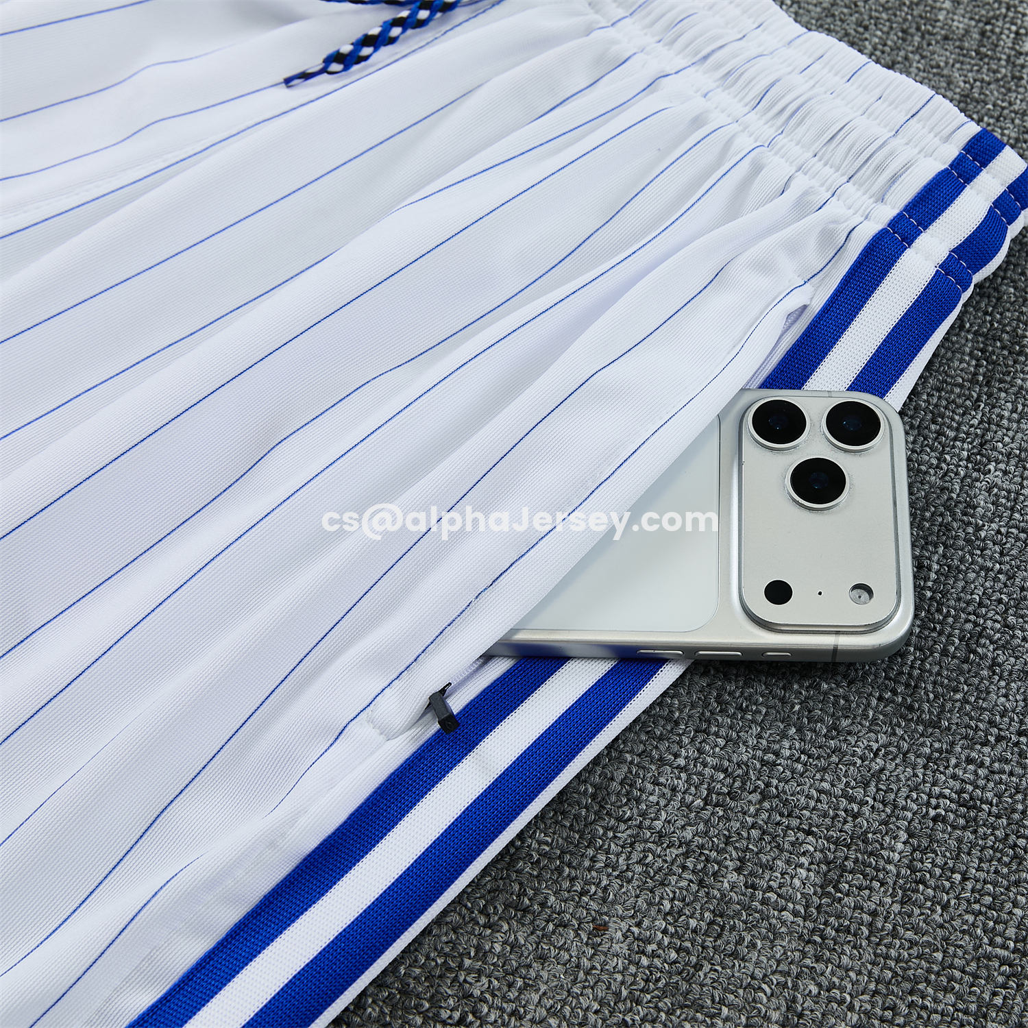 AJ-AlphaJersey-C.H.E.L.S.E.A 25-26 Retro Style Vest Training Set - Blue Top & White With Blue Stripes Pants