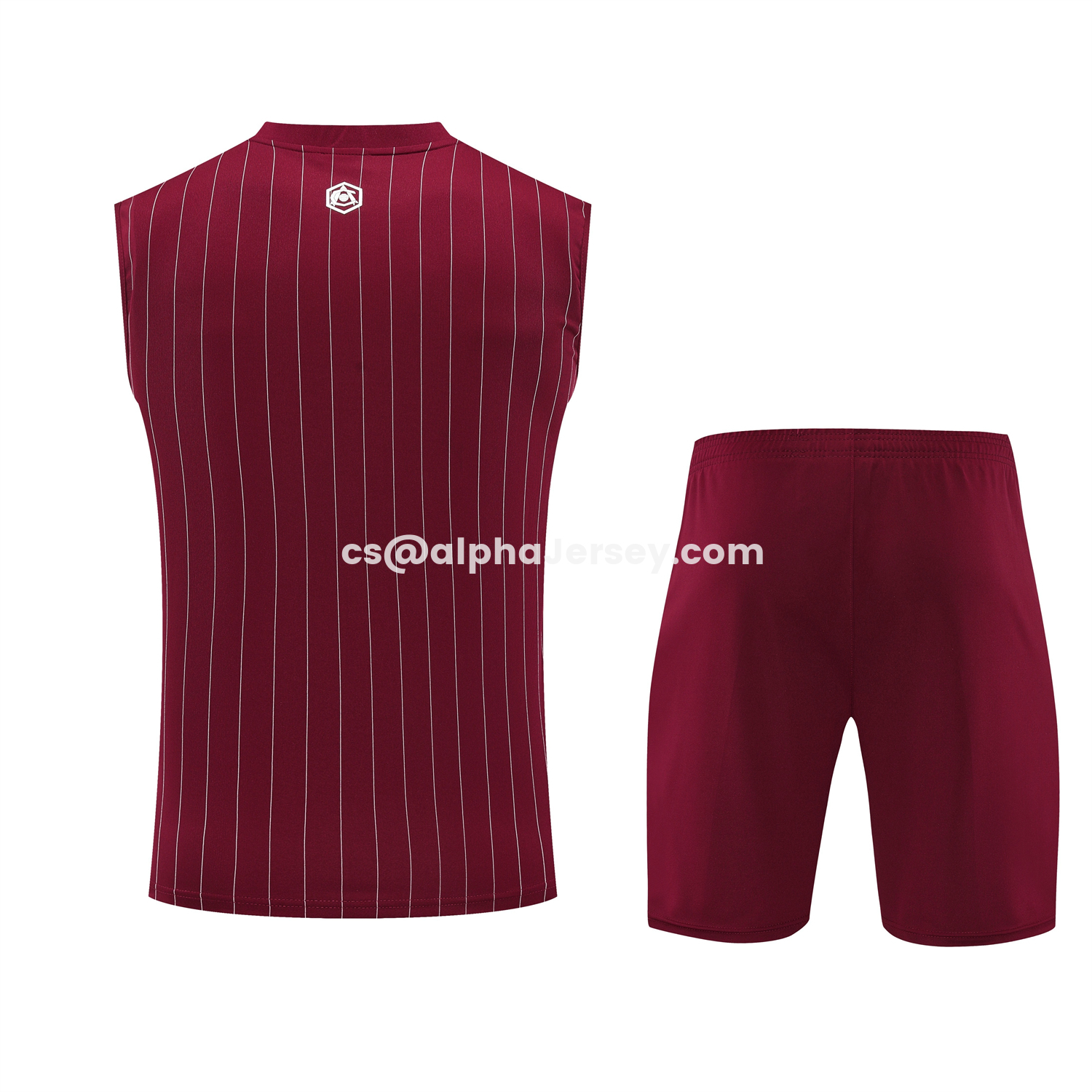AJ-AlphaJersey-Arsenal 25-26 Retro Style Vest Training Set - Burgundy With White Stripes Top & Pants