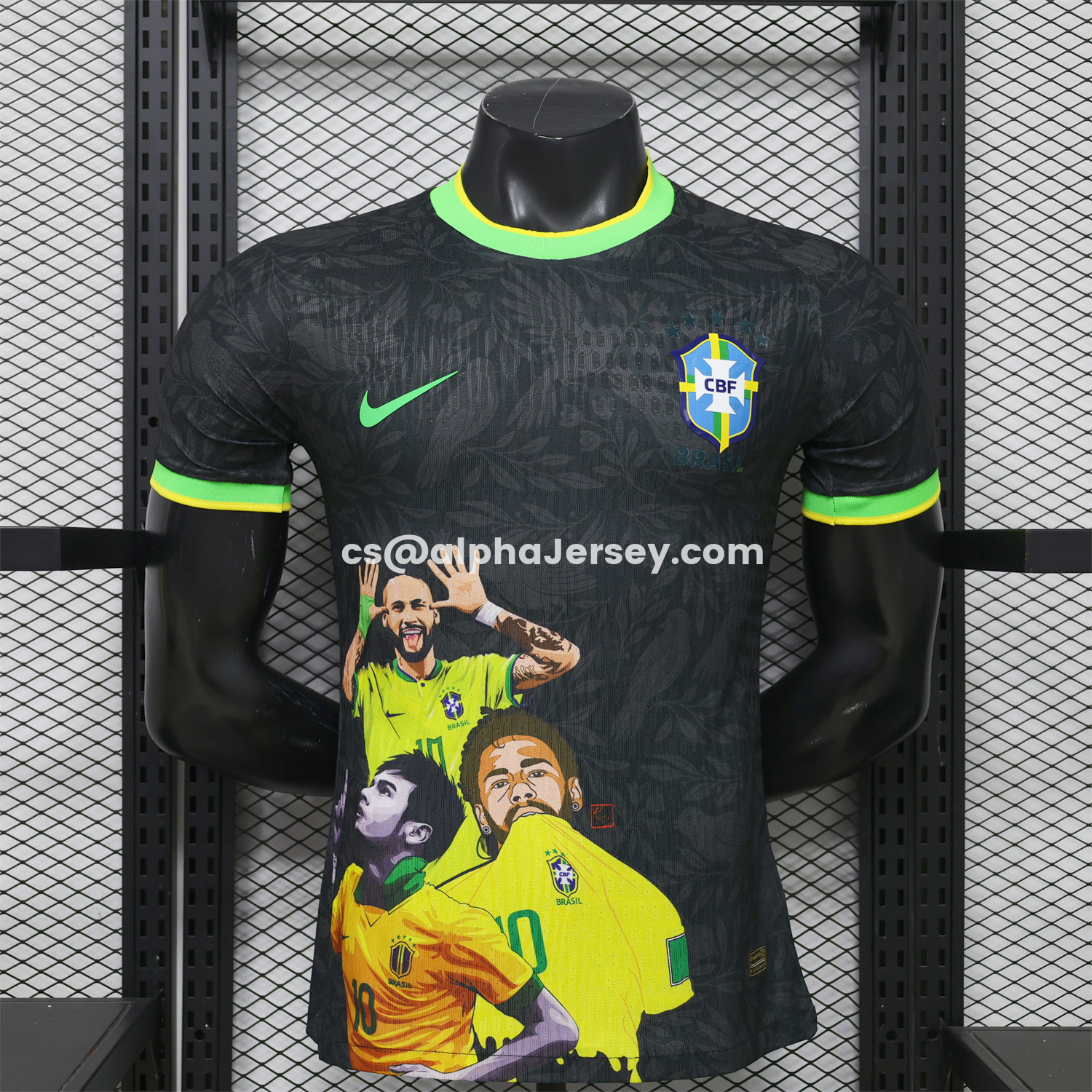 AJ-AlphaJersey-Brazil 2026 Black With Green Trim Brazilian Football Players Special Edition Jersey - Player Version