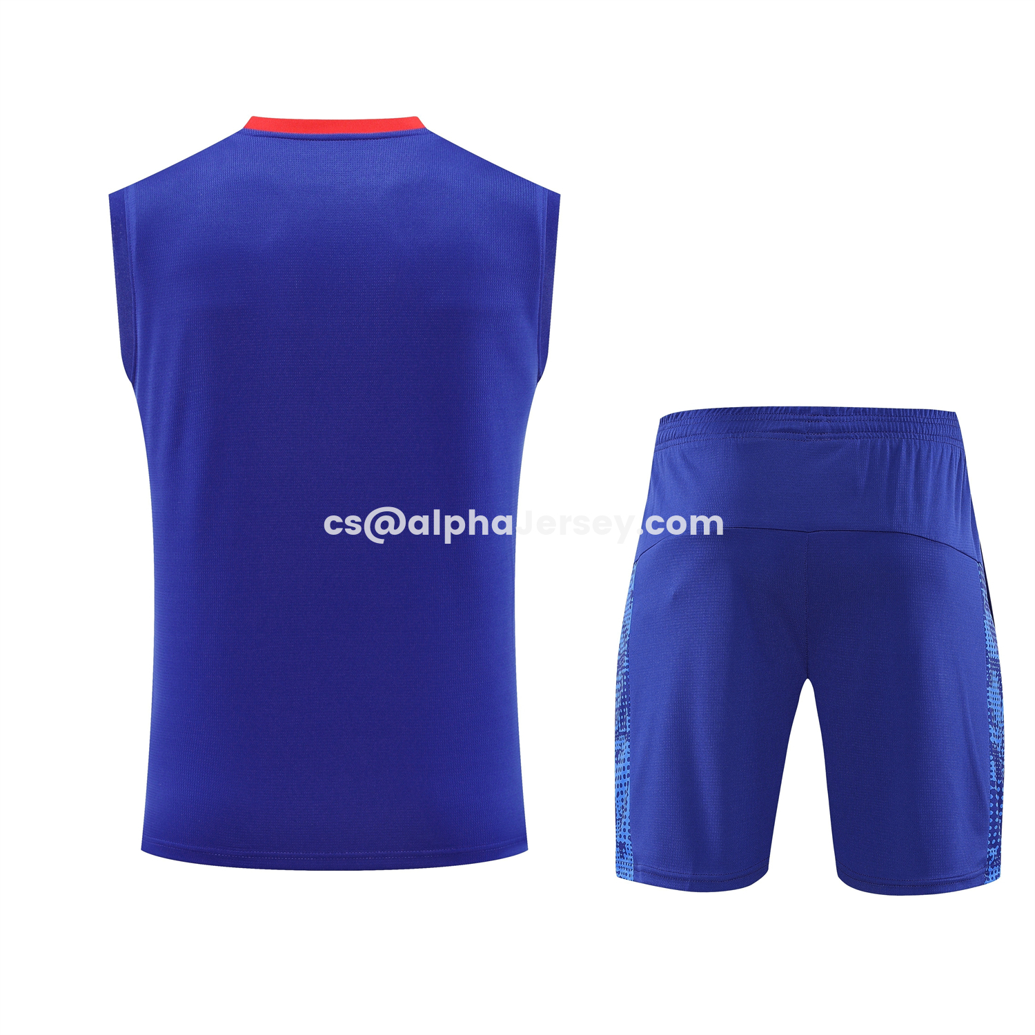 AJ-AlphaJersey-RB Leipzig 25-26 Vest Training Set - Blue With Red Top & Dark Blue Pants