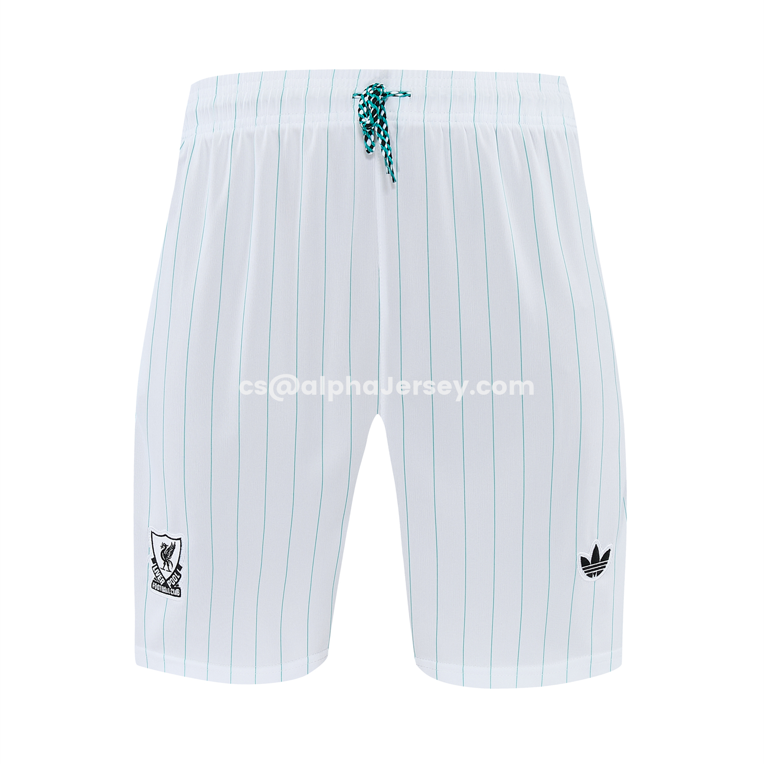 AJ-AlphaJersey-Liver.pool 25-26 Retro Style Vest Training Set - White With Green Stripes Top & Pants
