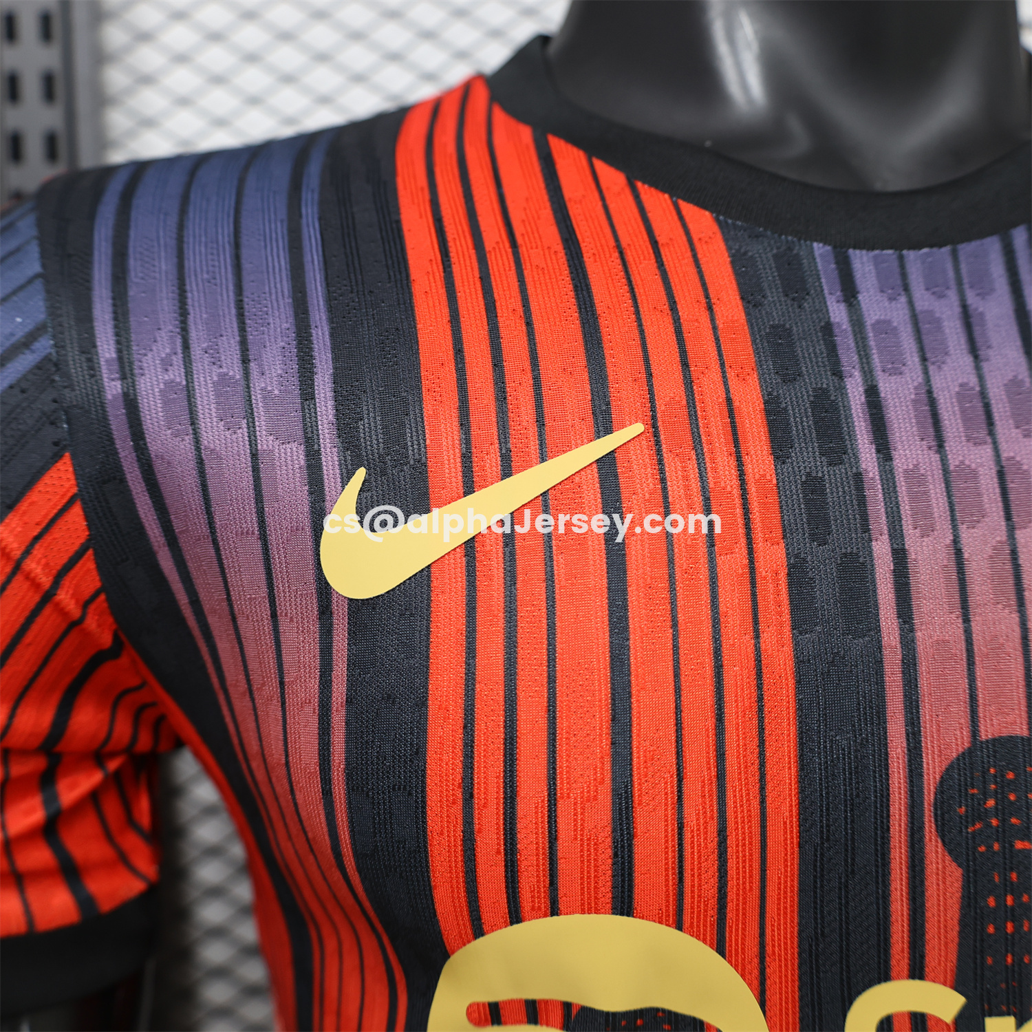 AJ-AlphaJersey-Barcelona 26-27 Grey With Red Special Jersey - Player Version