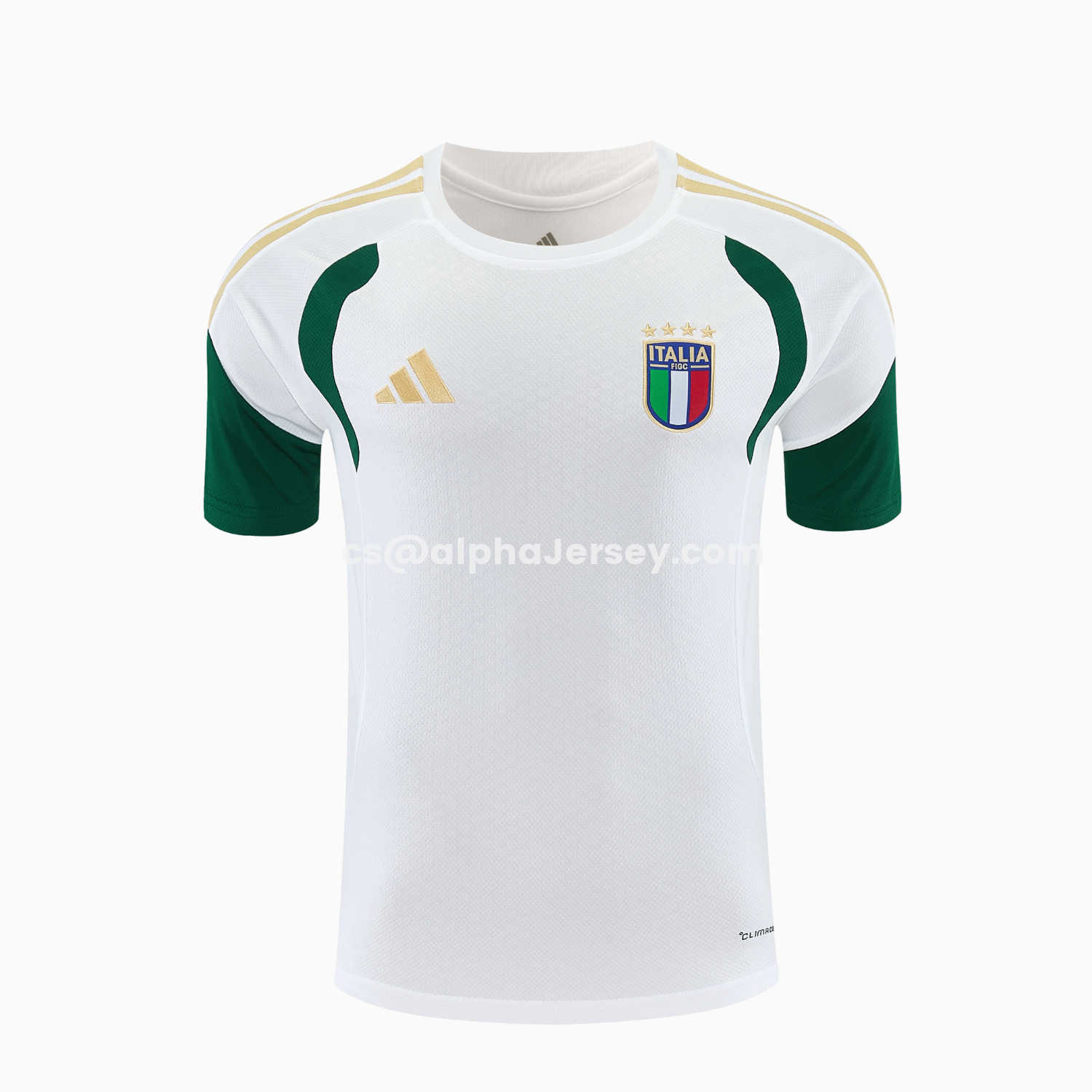 AJ-AlphaJersey-Italy 2026 Short-Sleeve Training Set - White With Green Accents Top & Green With White Pants