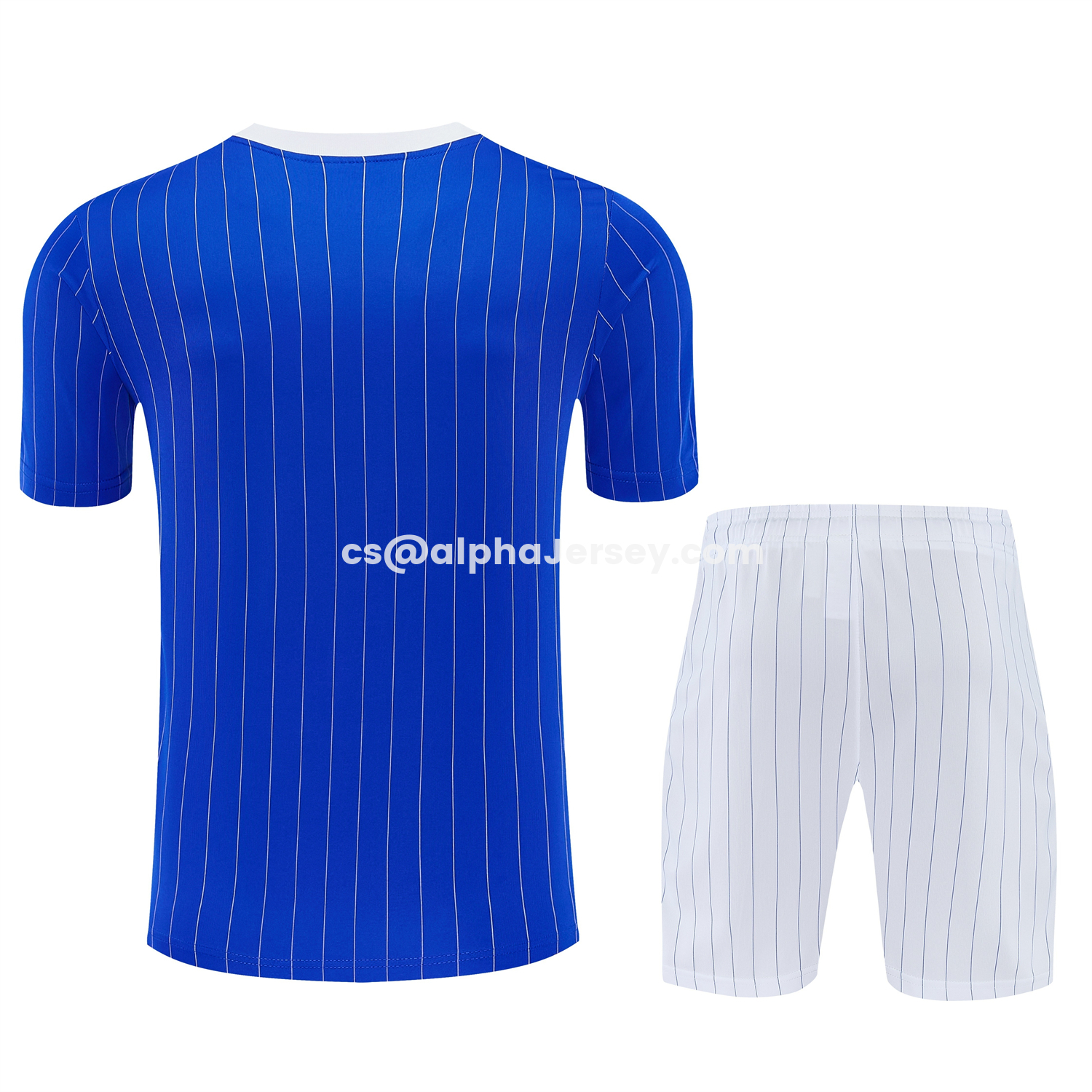 AJ-AlphaJersey-C.H.E.L.S.E.A 25-26 Retro Style Short-Sleeve Training Set - Blue Top & White Pants