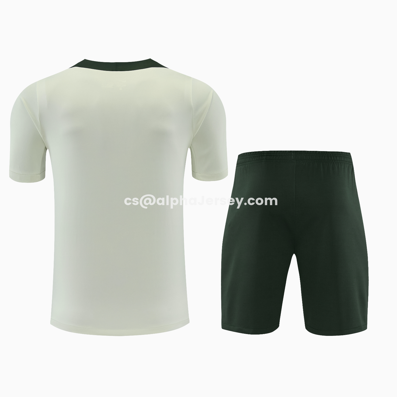 AJ-AlphaJersey-C.H.E.L.S.E.A 25-26 Short-Sleeve Training Set - Light Gray With Dark Green Accents Top & Dark Green Pants