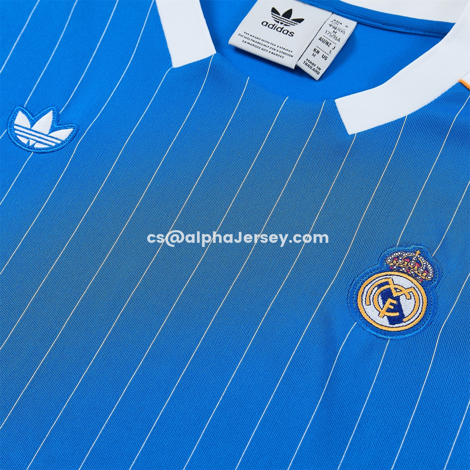 AJ-AlphaJersey-Real Madrid 25-26 Retro Style Vest Training Set - Blue With White Stripes Top & Pants