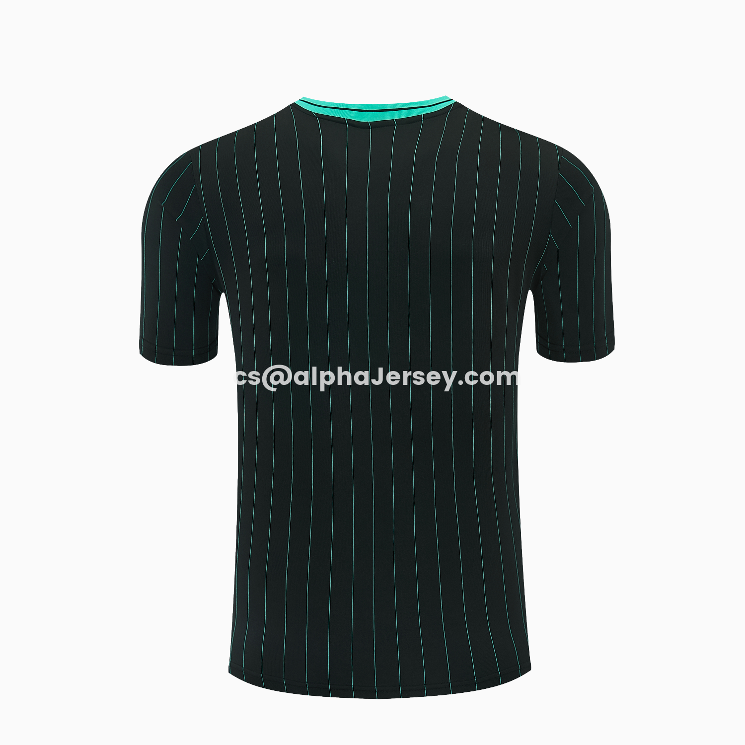 AJ-AlphaJersey-Liver.pool 25-26 Retro Style Short-Sleeve Training Set - Black With Teal Stripes And Accents Top & Pants