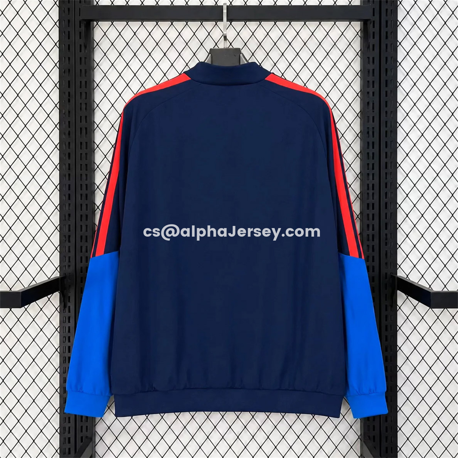 AJ-AlphaJersey-Colombia 2026 Retro Style Windbreaker Jacket - Dark Blue With Yellow Stripes