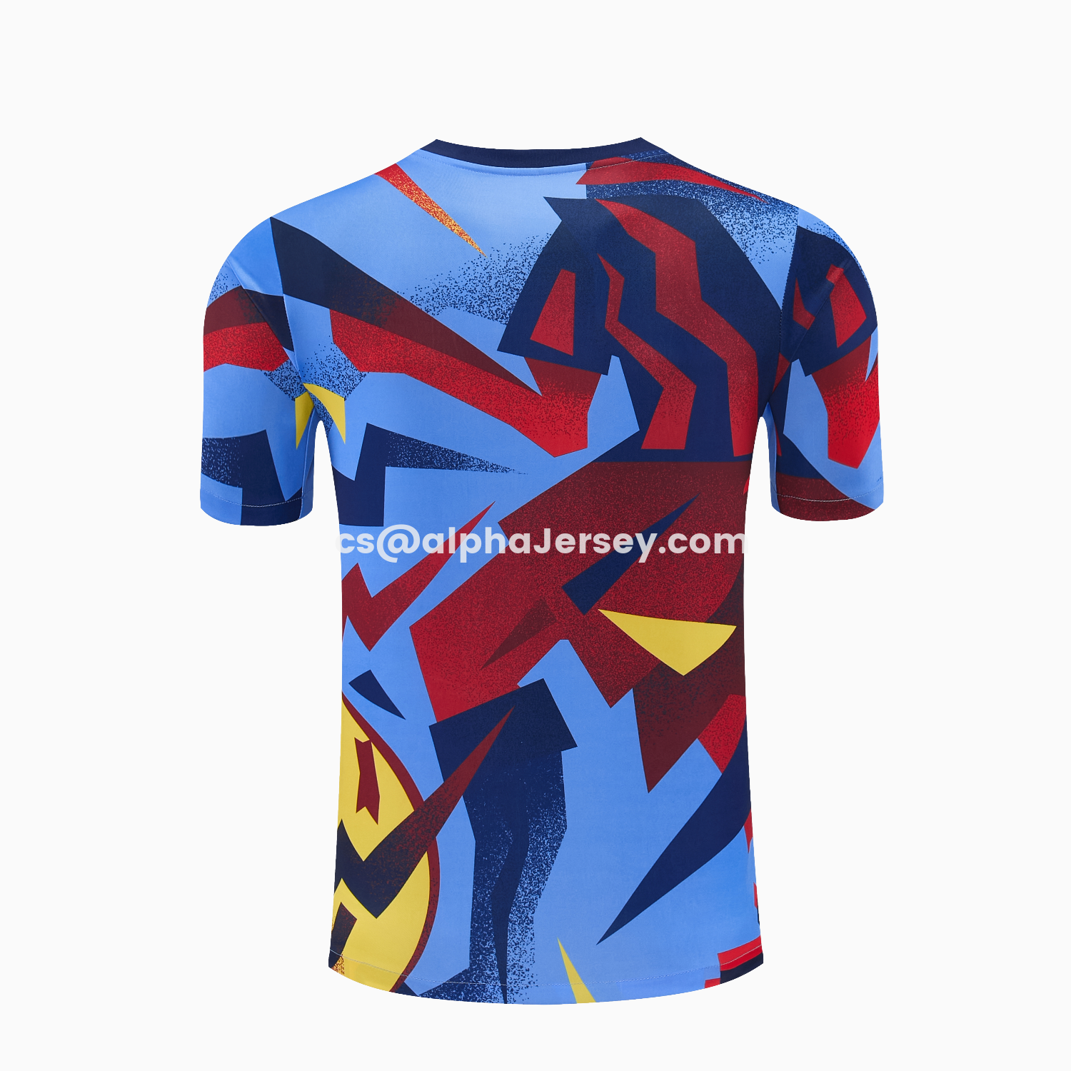 AJ-AlphaJersey-Barcelona 25-26 Short-Sleeve Training Set - Colors Top & Dark Blue With A Small Pink Detail Pants