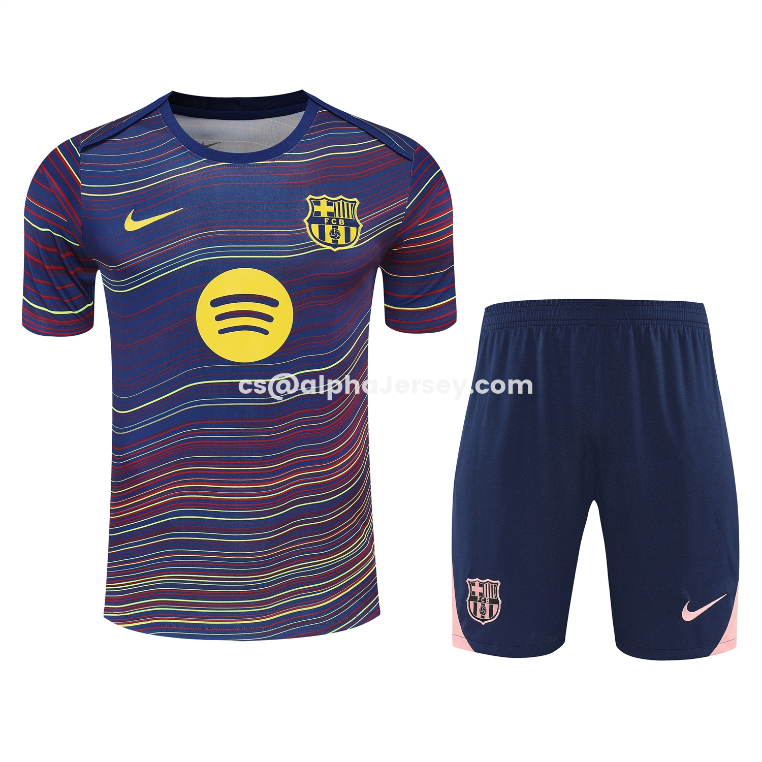 AJ-AlphaJersey-Barcelona 25-26 Short-Sleeve Training Set - Colors Top & Dark Blue Pants
