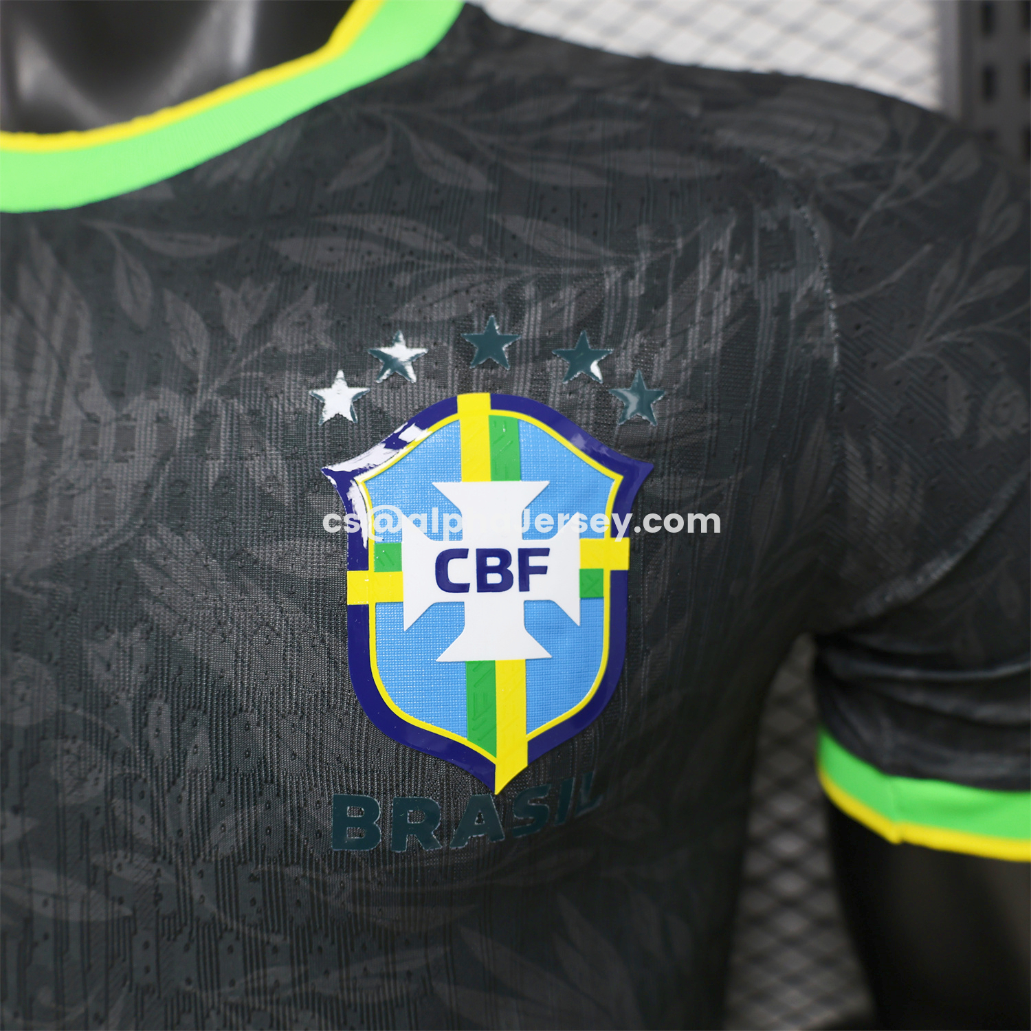 AJ-AlphaJersey-Brazil 2026 Black With Green Trim Brazilian Football Players Special Edition Jersey - Player Version