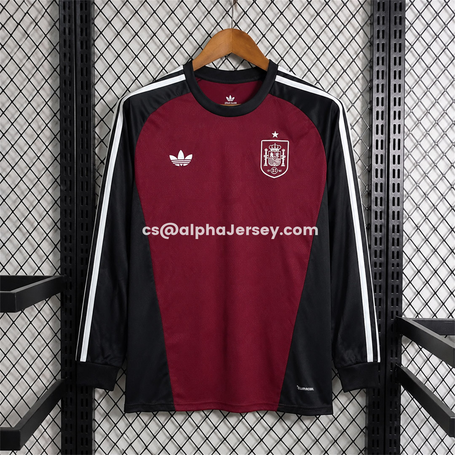 AJ-AlphaJersey-Spain 2026 Wine Red Long Sleeves Goalkeeper Jersey - Fans Version