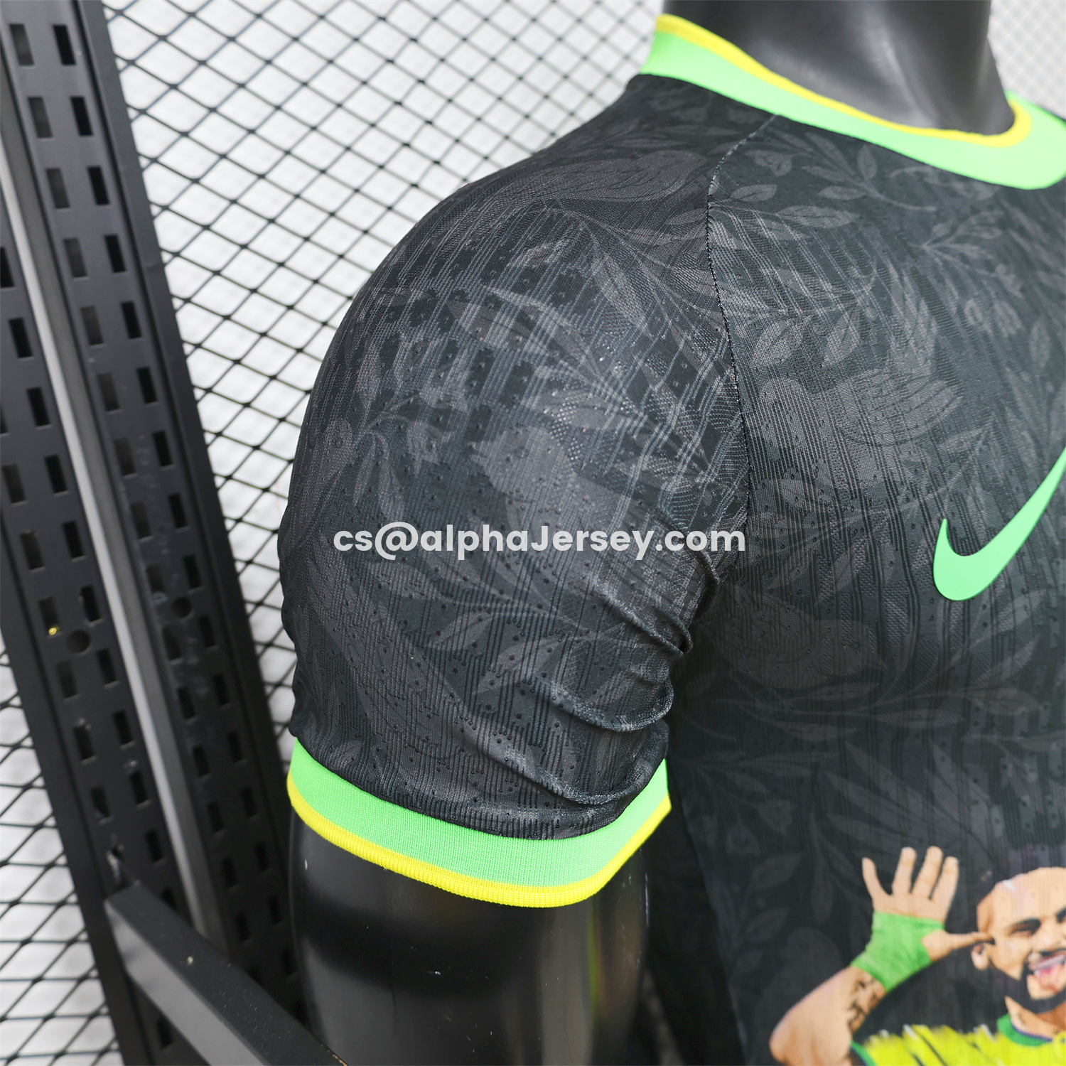 AJ-AlphaJersey-Brazil 2026 Black With Green Trim Brazilian Football Players Special Edition Jersey - Player Version