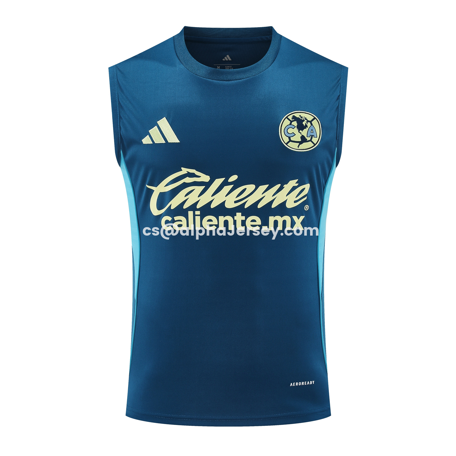 AJ-AlphaJersey-Club América 25-26 Short-Sleeve Training Set - Royal Blue With Light Blue Accents Top & Pants