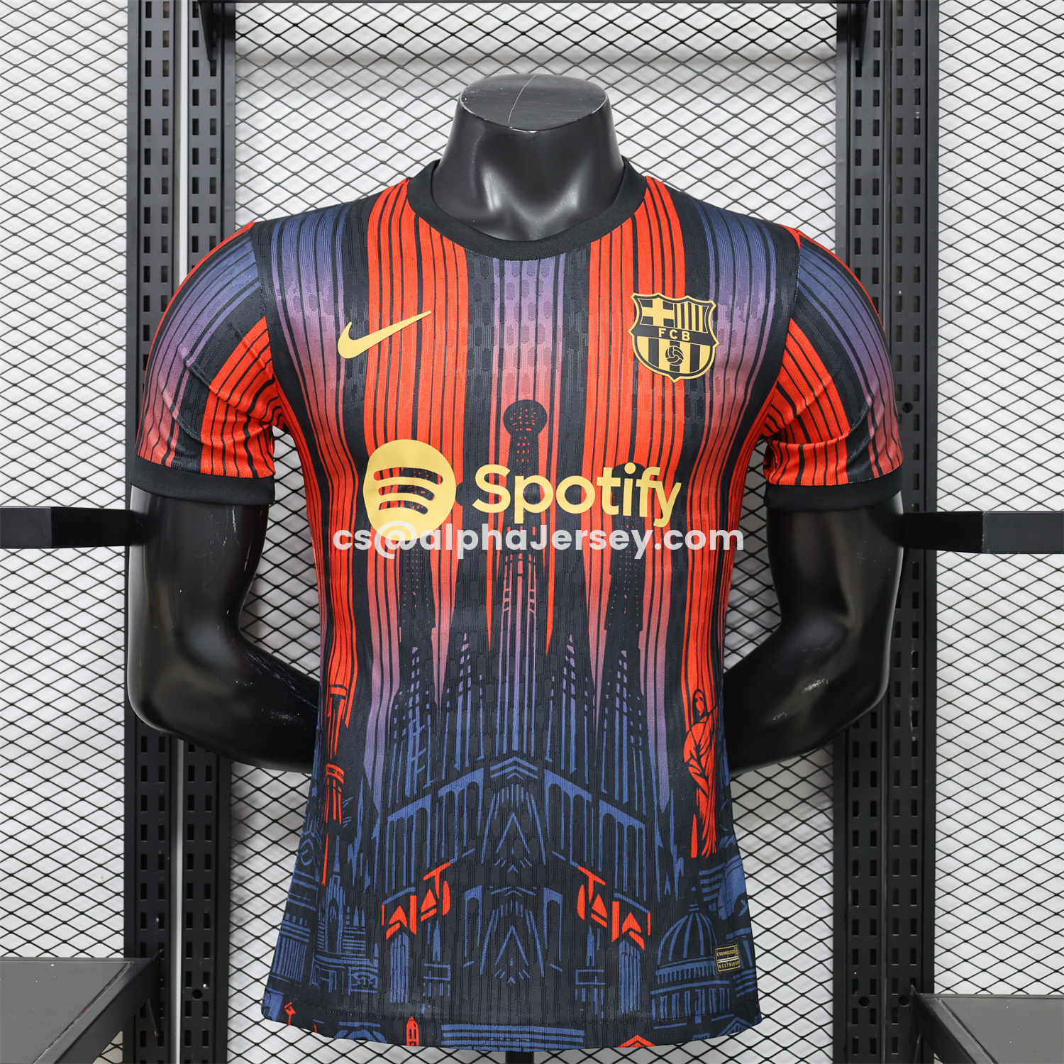 AJ-AlphaJersey-Barcelona 26-27 Grey With Red Special Jersey - Player Version