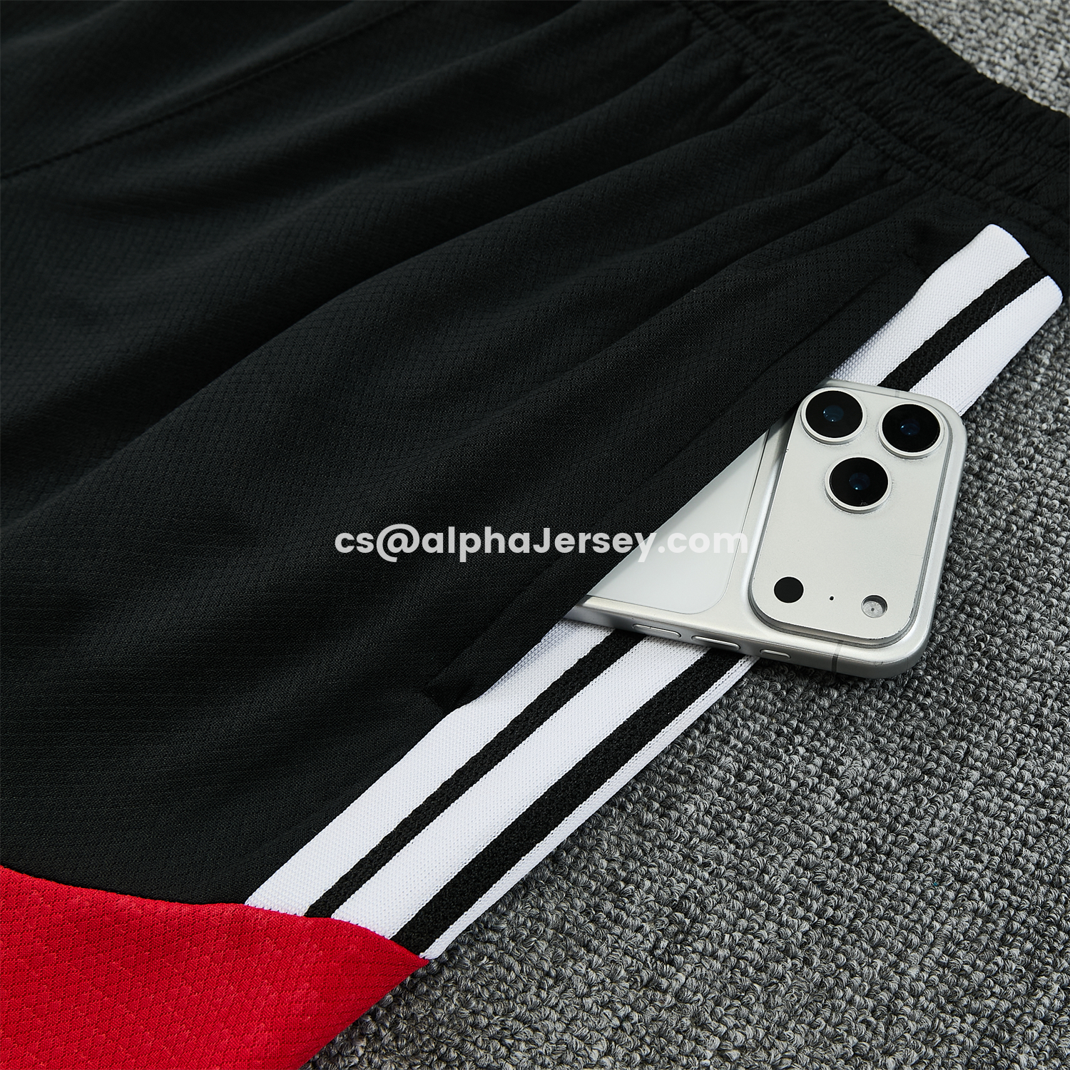 AJ-AlphaJersey-Germany 2026 Short-Sleeve Training Set - Black With Red Top & Black With Red PantsGermany 2026 Short-Sleeve Training Set - Black With Red Top & Black With Red Pants