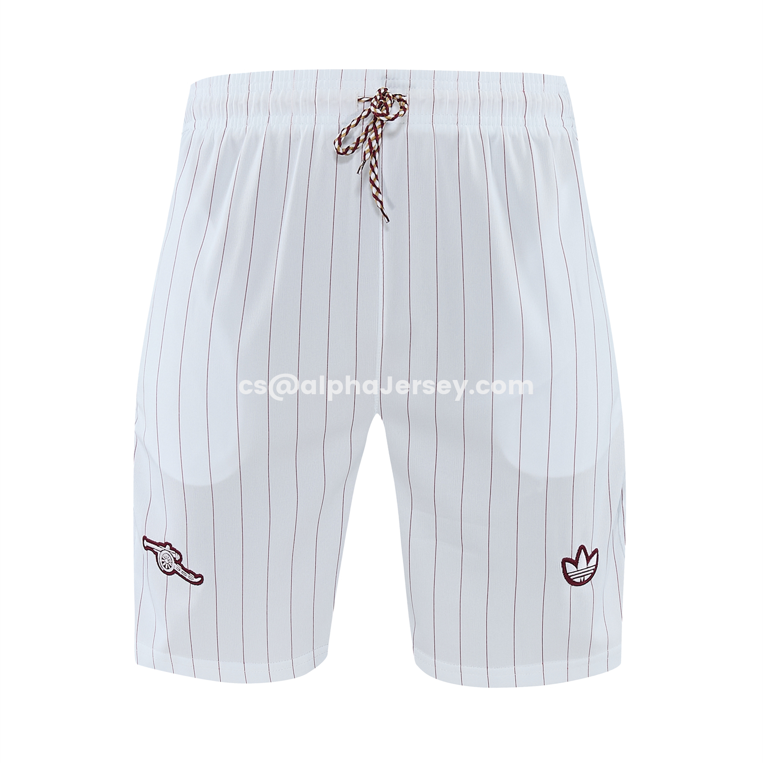 AJ-AlphaJersey-Arsenal 25-26 Retro Style Vest Training Set - White With Burgundy Stripes And Collar Top & Pants