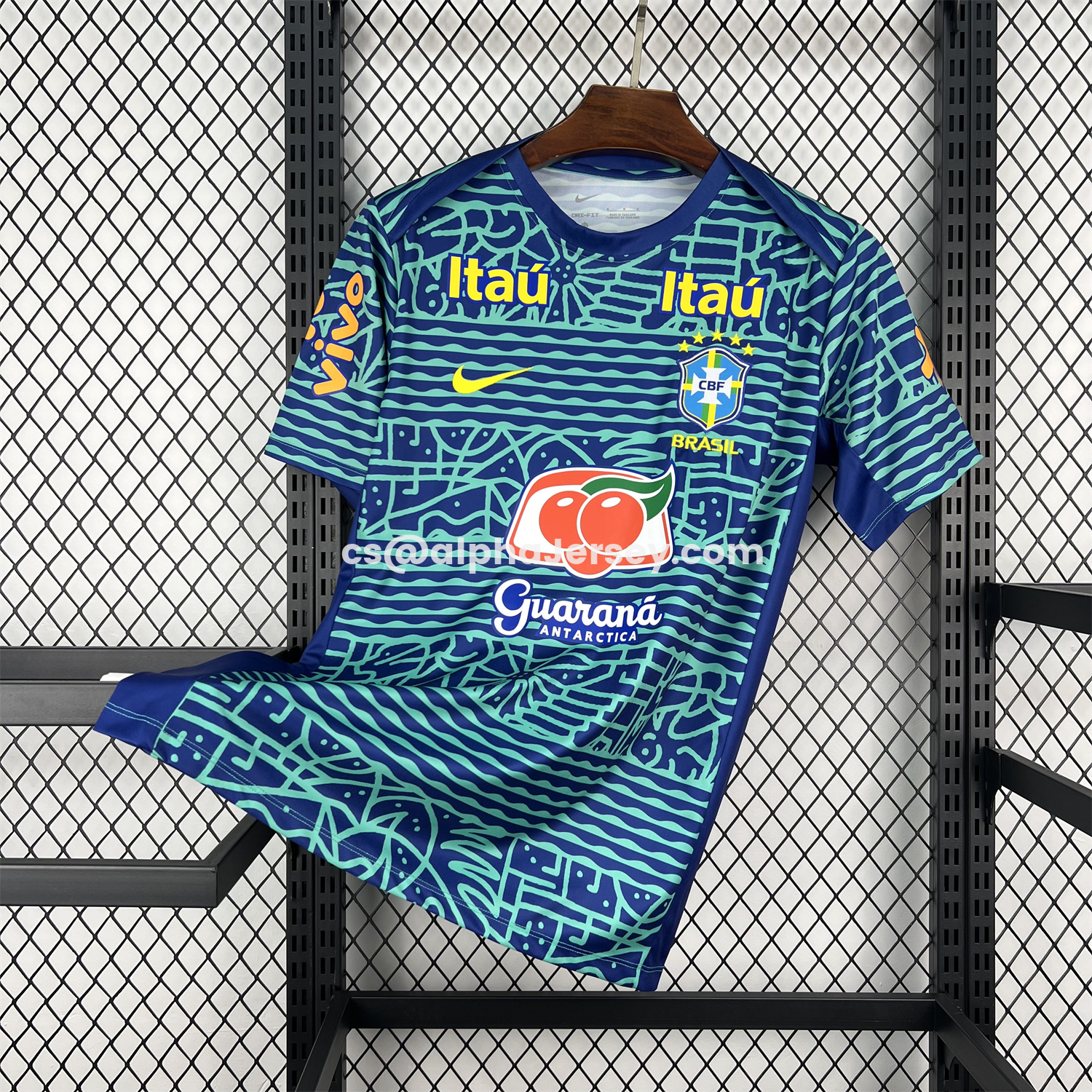 AJ-AlphaJersey-Retro Brazil 2024 Blue Pre-Match Training Jersey - Fans Version