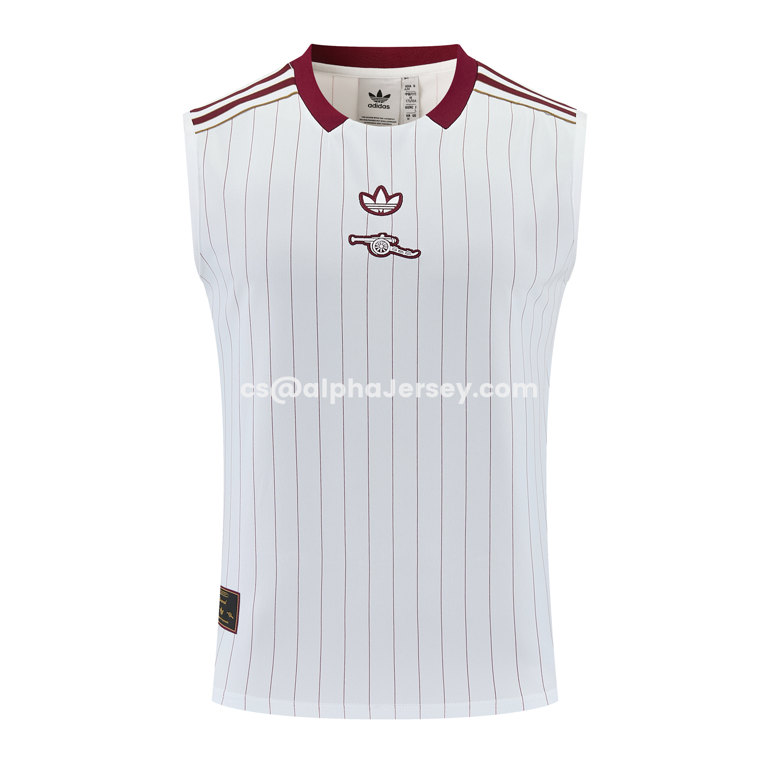 AJ-AlphaJersey-Arsenal 25-26 Retro Style Vest Training Set - White With Burgundy Stripes And Collar Top & Pants