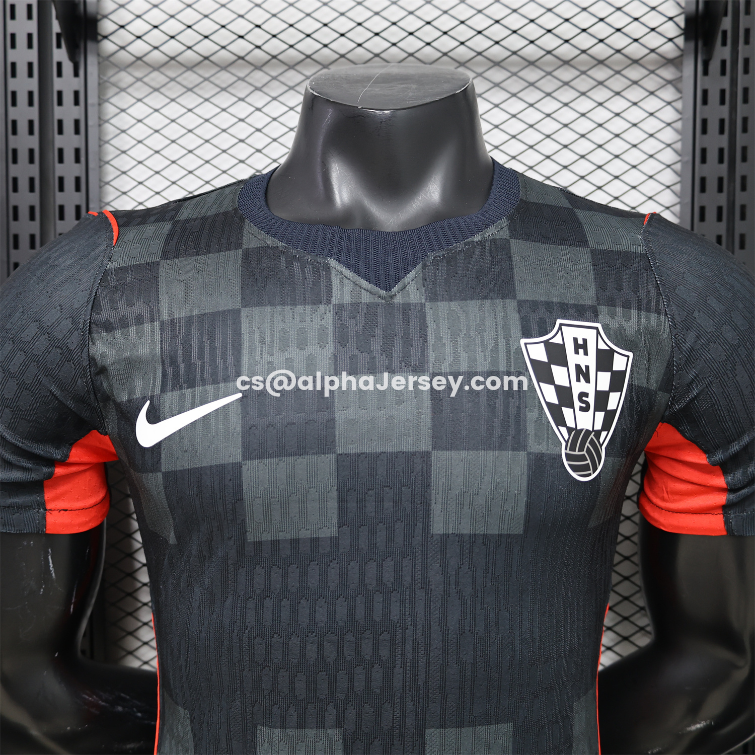 AJ-AlphaJersey-Croatia 2026 Dark Gray Checkered Pattern Checkerboard Special Edition Jersey - Player Version