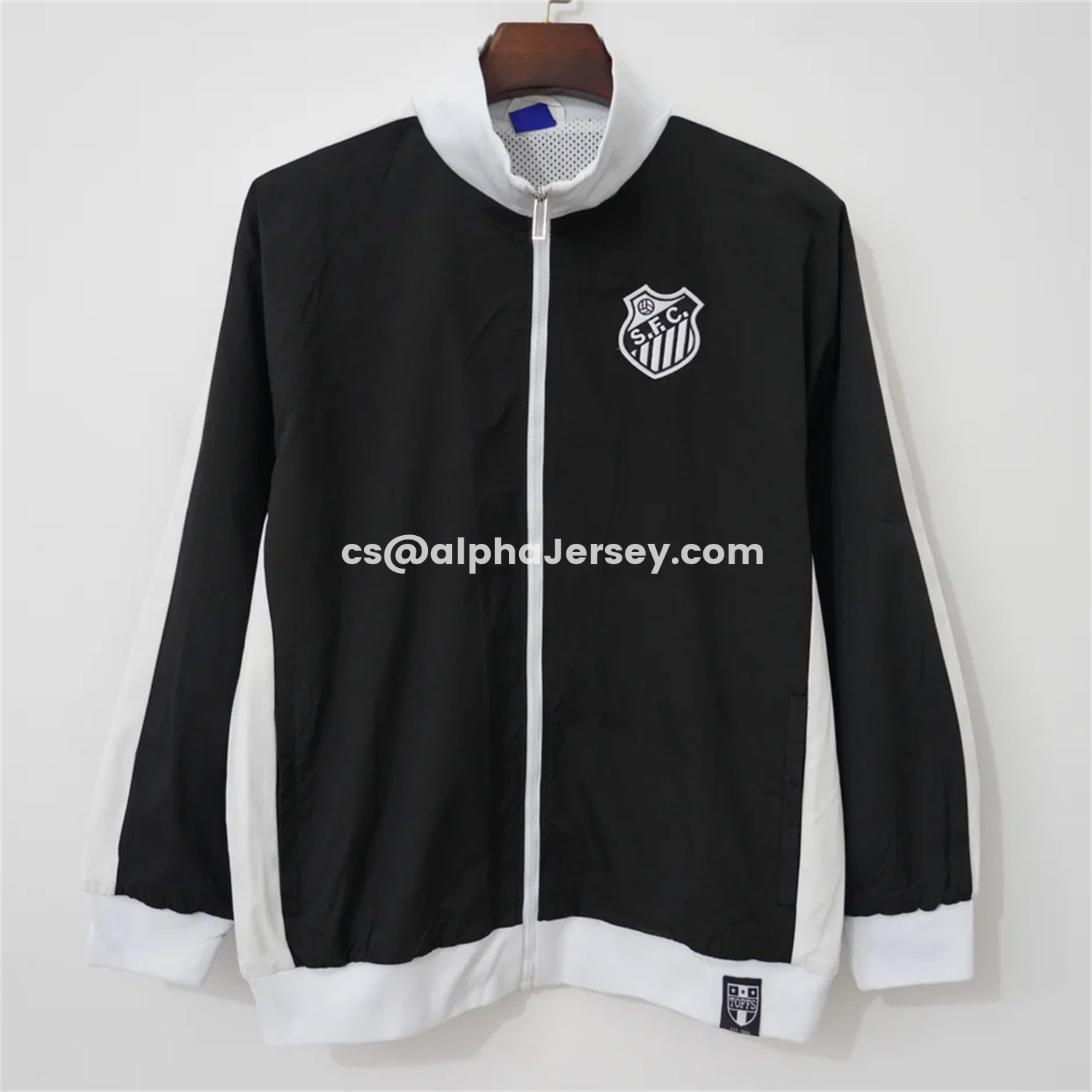 AJ-AlphaJersey-Santos 26-27 Black With White Edges Windbreaker Jacket