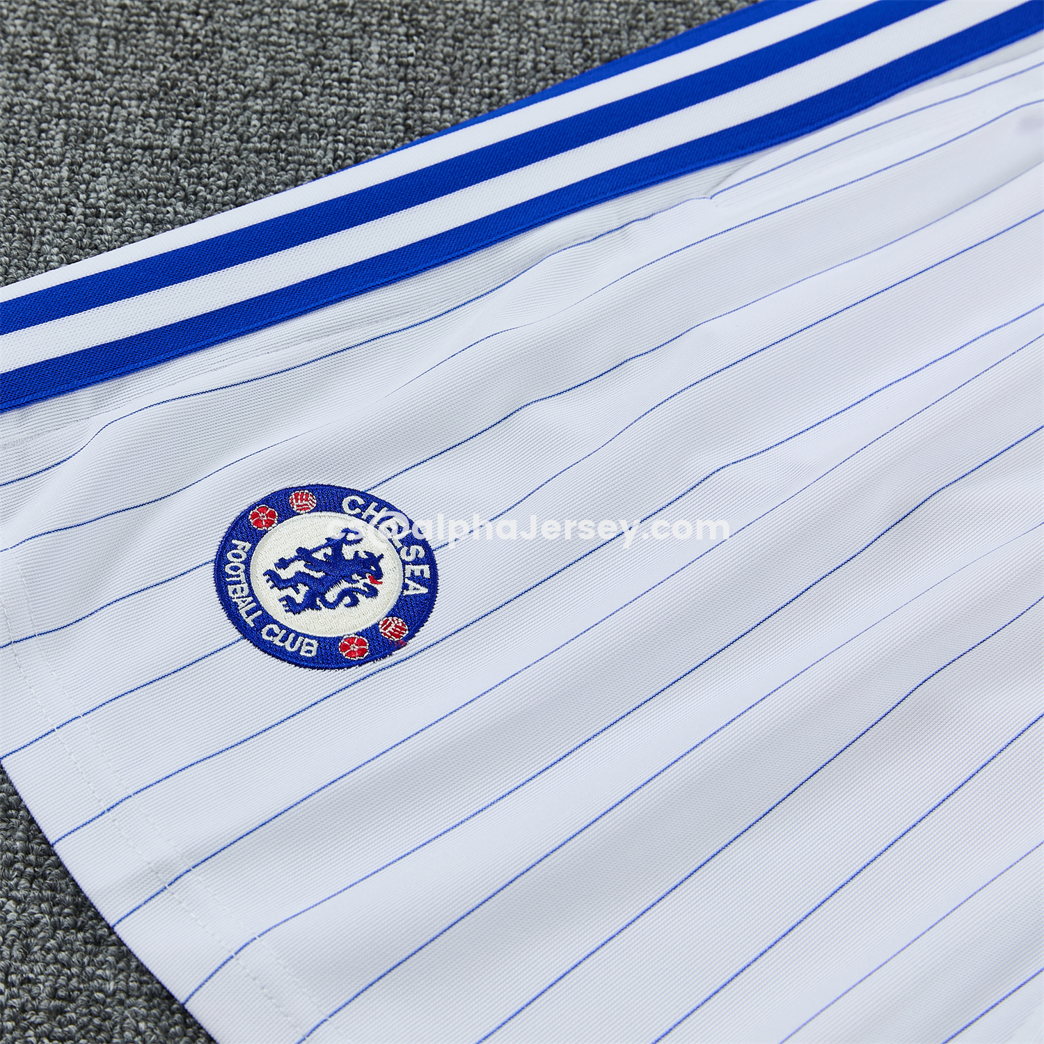 AJ-AlphaJersey-C.H.E.L.S.E.A 25-26 Retro Style Short-Sleeve Training Set - Blue Top & White Pants
