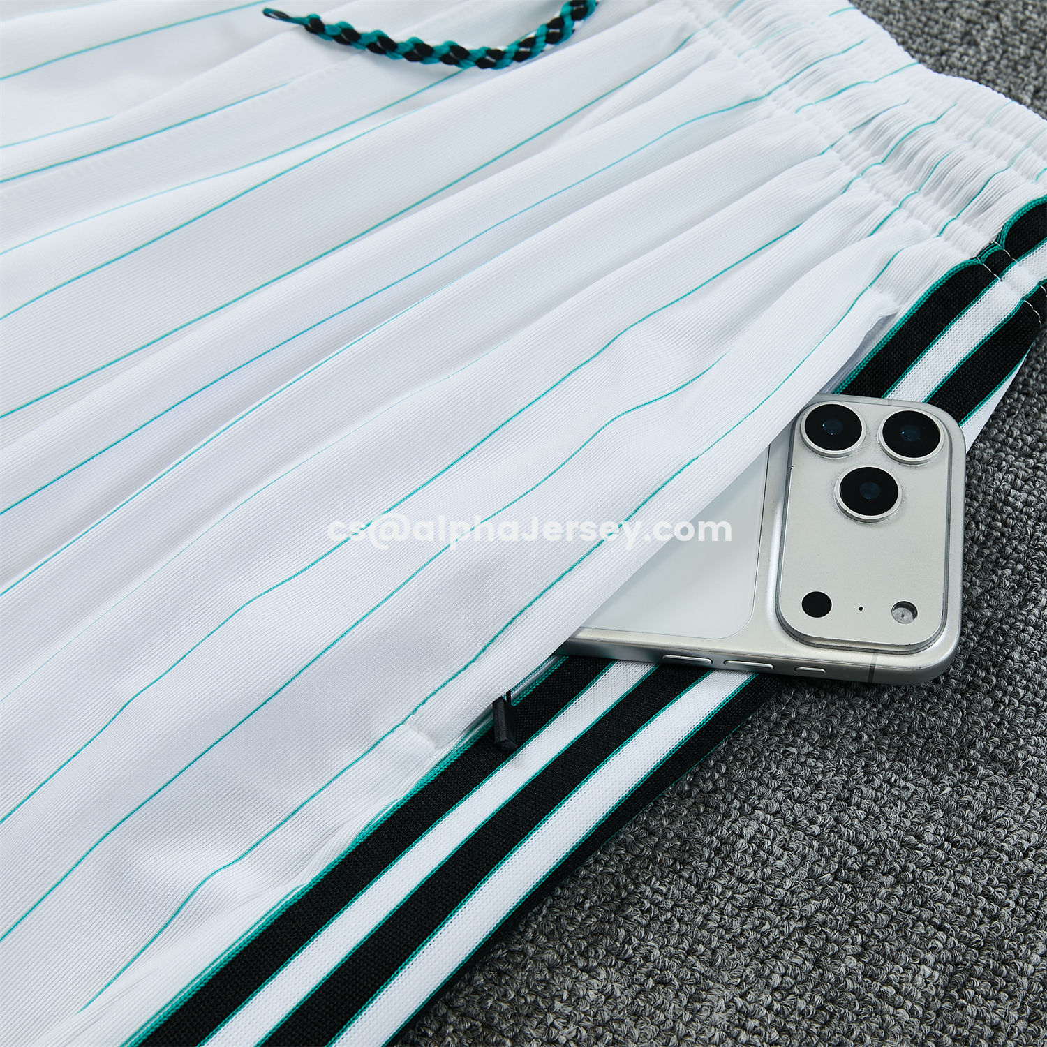 AJ-AlphaJersey-Liver.pool 25-26 Retro Style Vest Training Set - White With Green Stripes Top & Pants