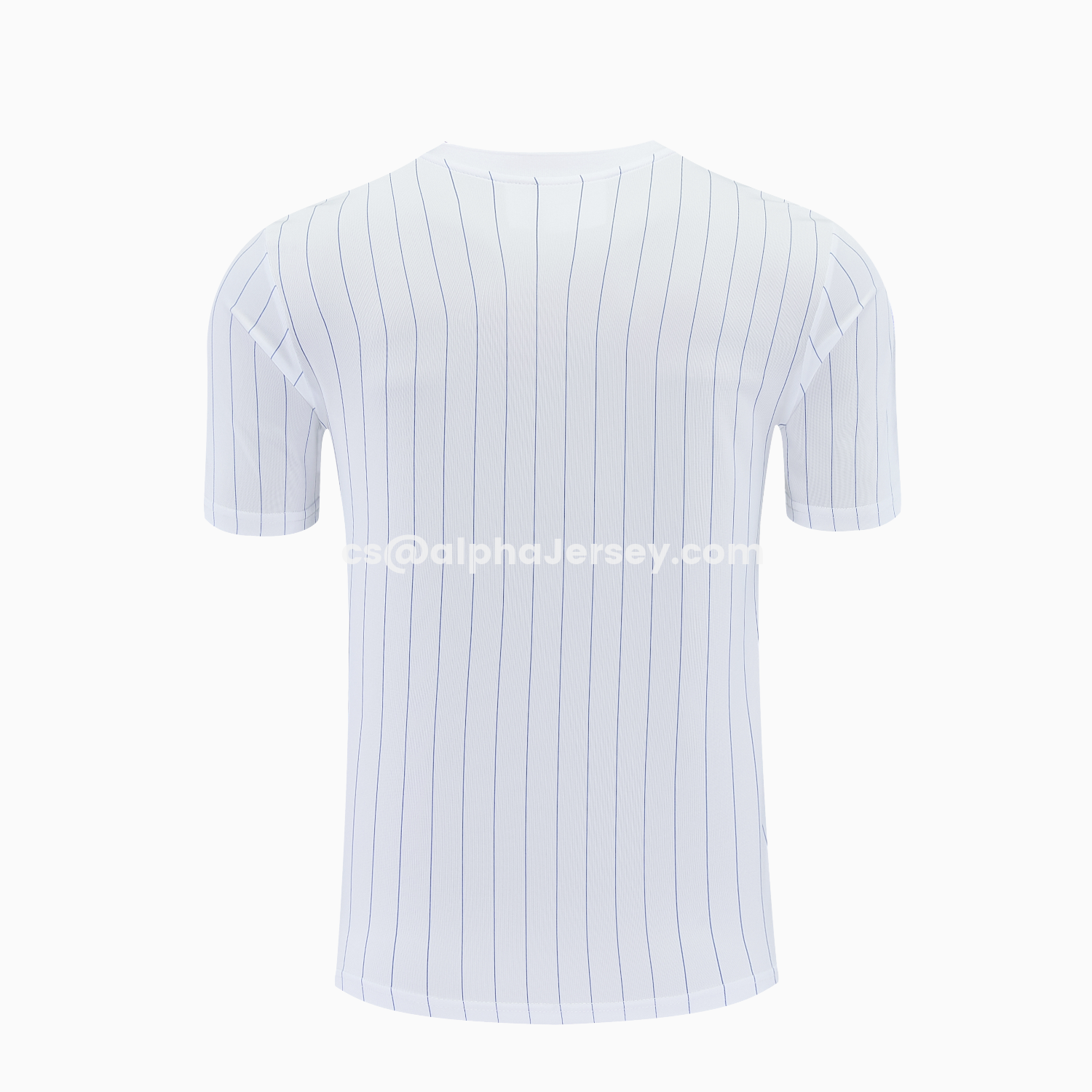 AJ-AlphaJersey-C.H.E.L.S.E.A 25-26 Retro Style Short-Sleeve Training Set - White Top & Blue Stripes Pants