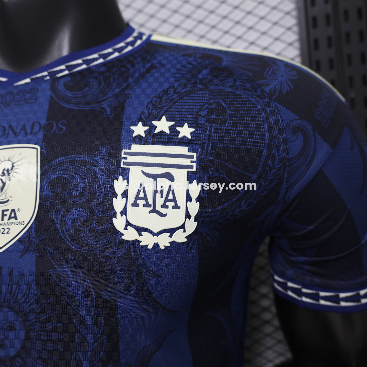 AJ-AlphaJersey-Argentina 2026 Dark Blue And Black Pattern Sun Special Edition Jersey - Player Version