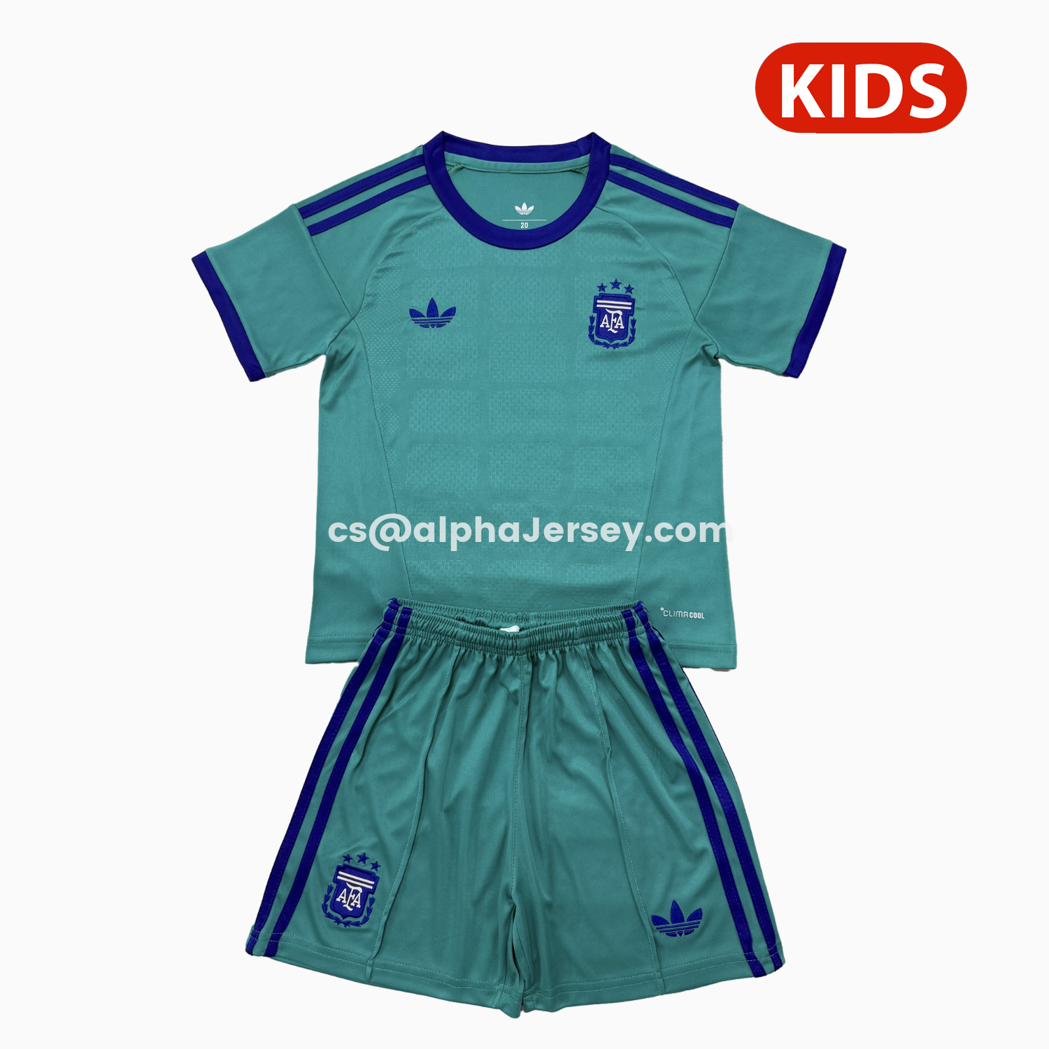 AJ-AlphaJersey-Argentina 2026 Green Goalkeeper Jersey Kids Kit
