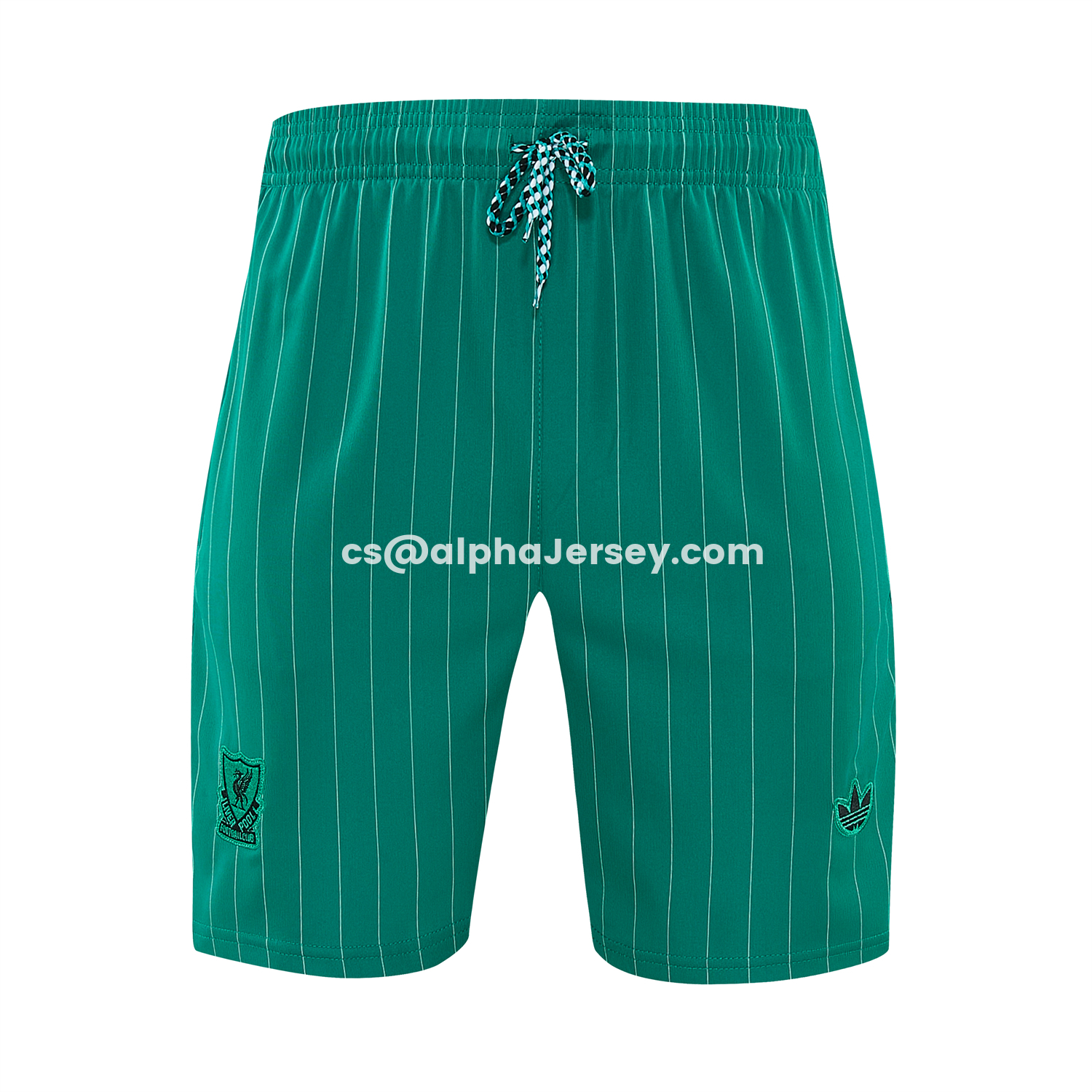 AJ-AlphaJersey-Liver.pool 25-26 Retro Style Vest Training Set - Green With White Stripes Top & Pants