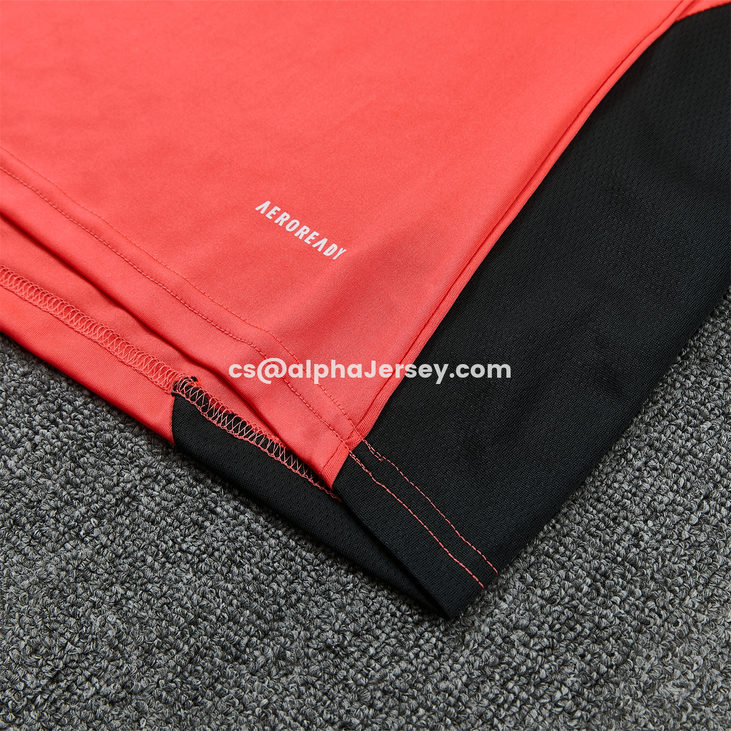 AJ-AlphaJersey-Bayern Munich 25-26 Short-Sleeve Training Set - Coral With Black Accents Top & Black With Coral Accents Pants