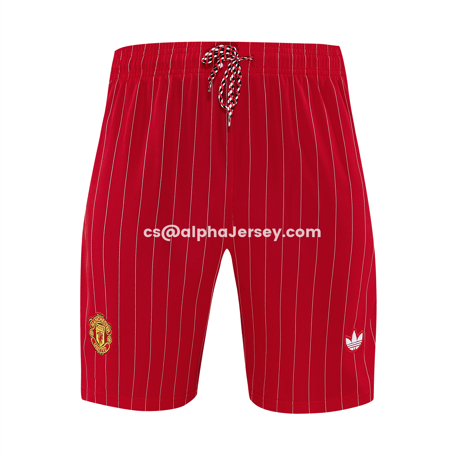 AJ-AlphaJersey-Manchester United 25-26 Retro Style Short-Sleeve Training Set - Red With White Stripes Top & Pants